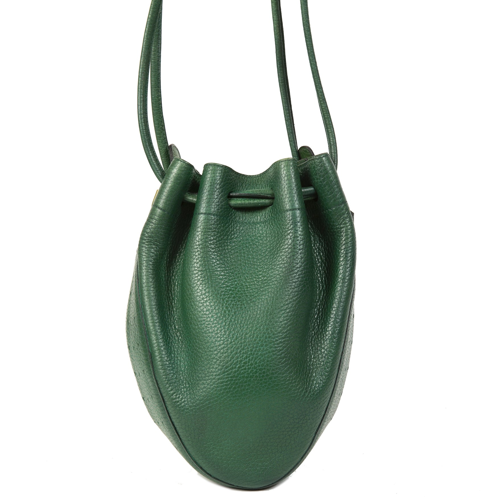 Authentieke tweedehands Delvaux Dark Green Bucket Bag juiste prijs veilig online winkelen LabelLOV webshop luxe merken winkelen Antwerpen België mode fashion