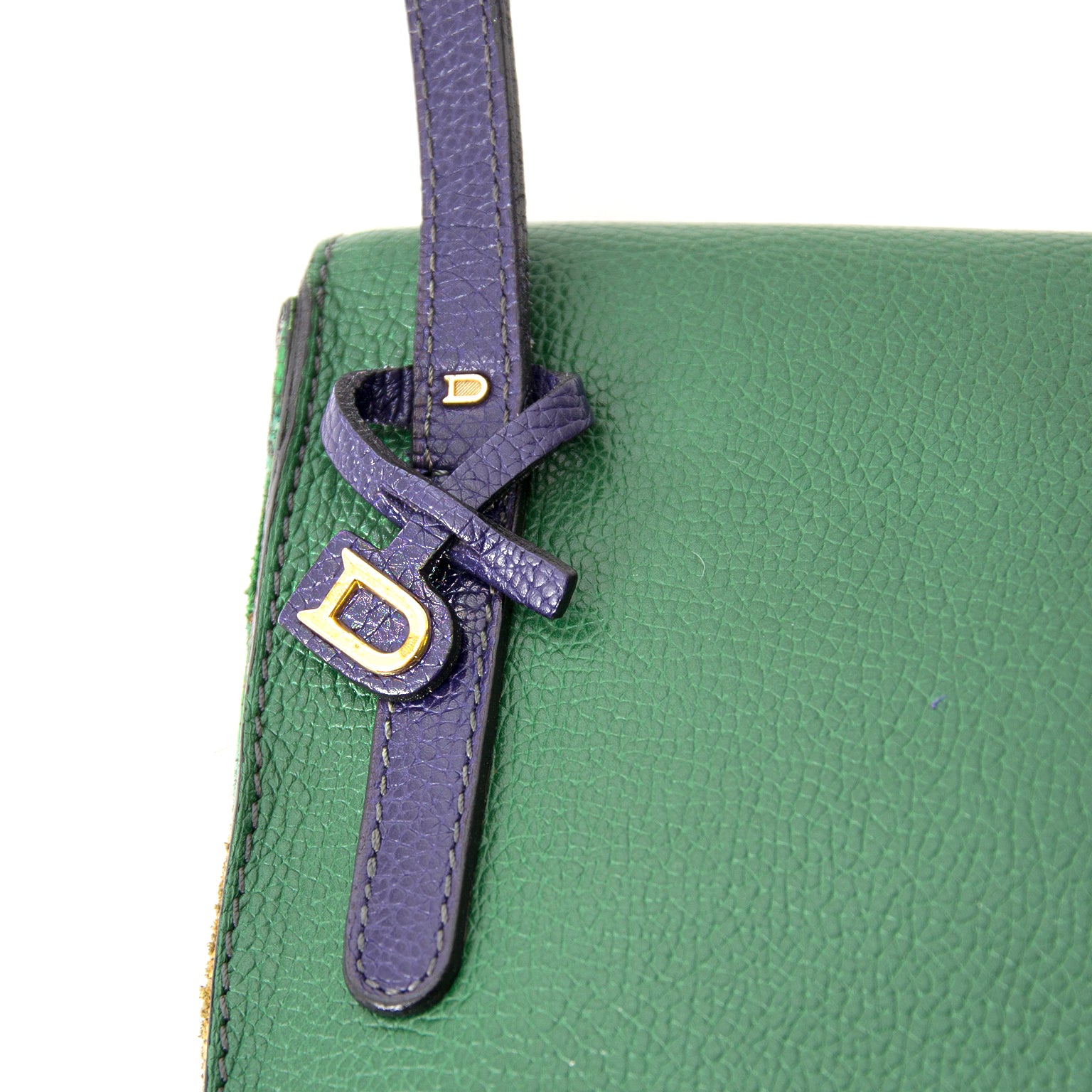 buy safe online secondhand designer Delvaux Toile de Cuir Green Crossbody Pouch