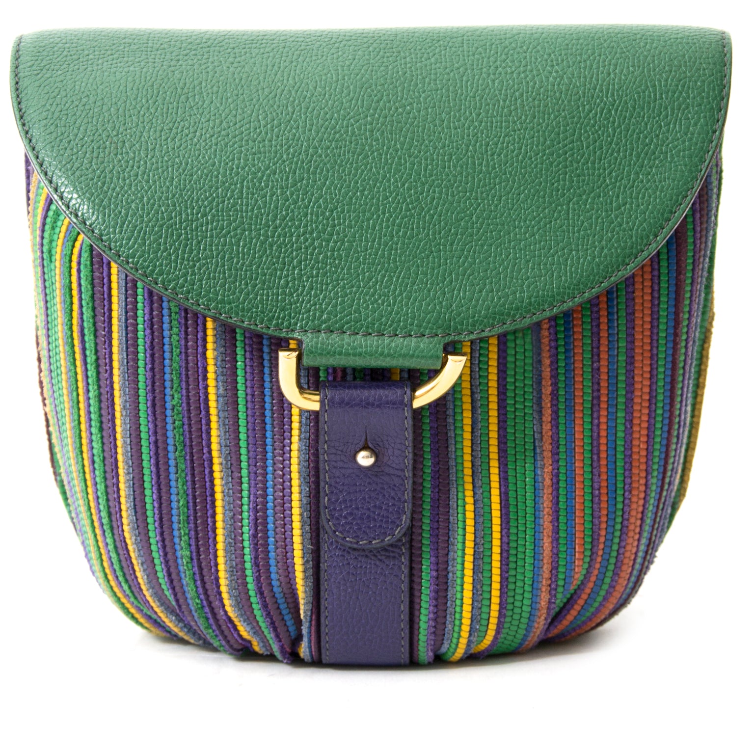 koop veilig online aan de beste prijs Delvaux Toile de Cuir Green Crossbody Pouch