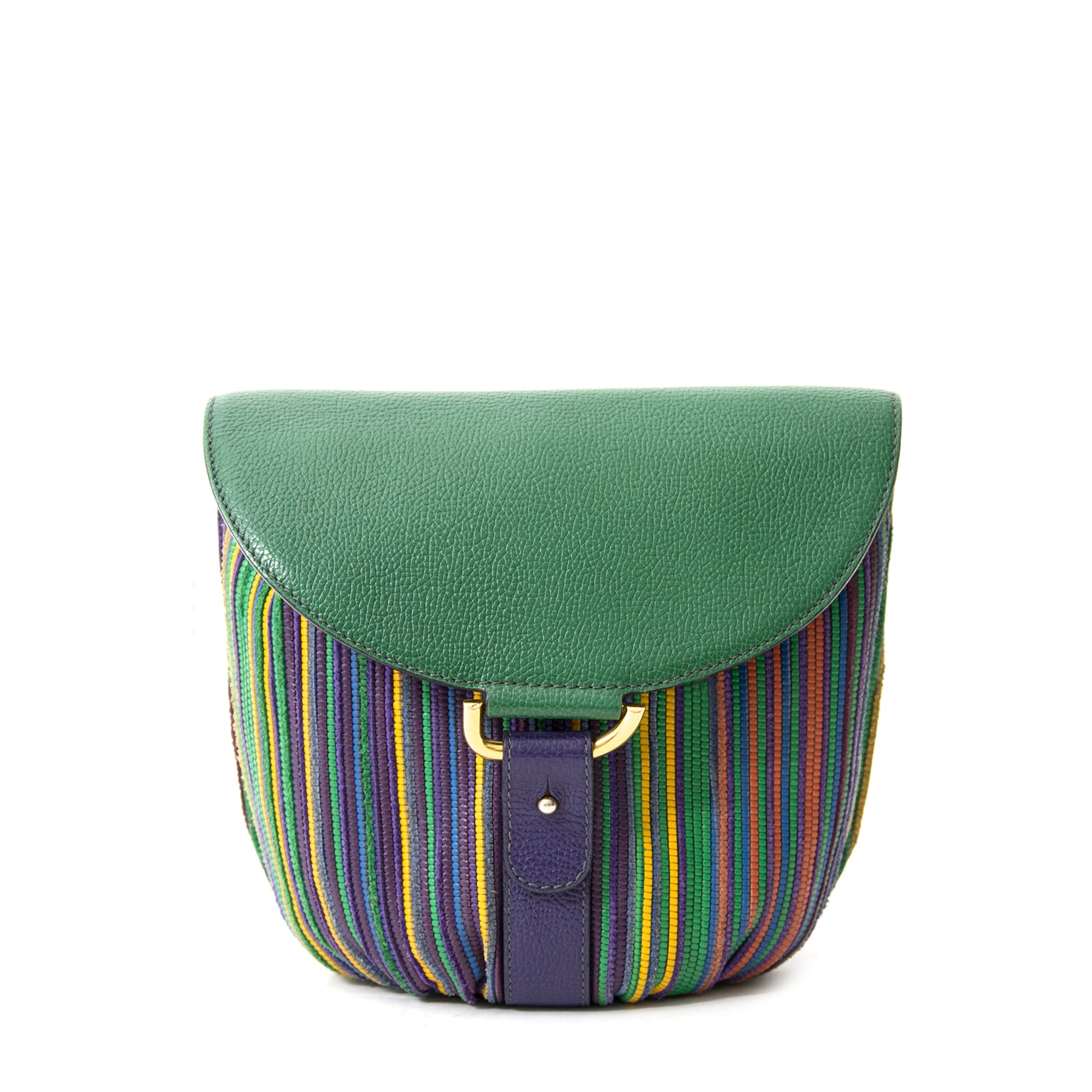 koop veilig online aan de beste prijs Delvaux Toile de Cuir Green Crossbody Pouch
