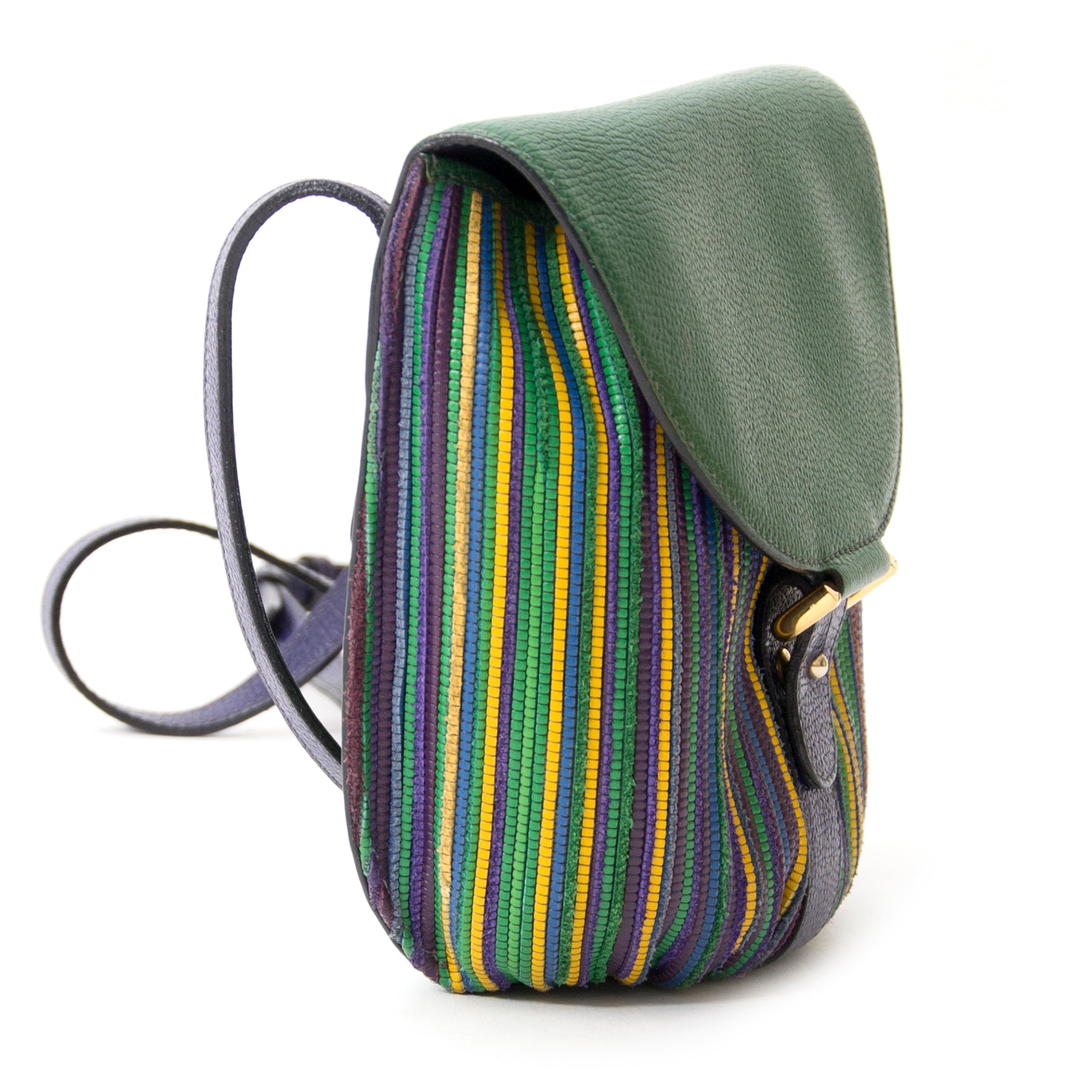 buy safe online secondhand designer Delvaux Toile de Cuir Green Crossbody Pouch