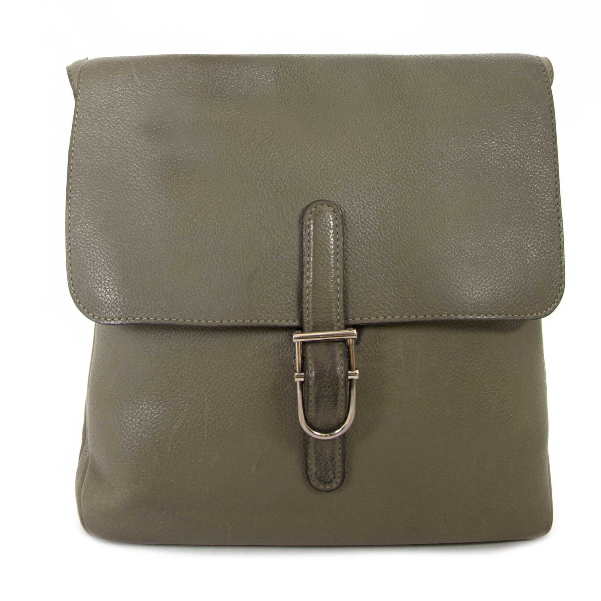 Delvaux Olive Green Trotteur Crossbody Bag now for sale at labellov vintage fashion webshop belgium