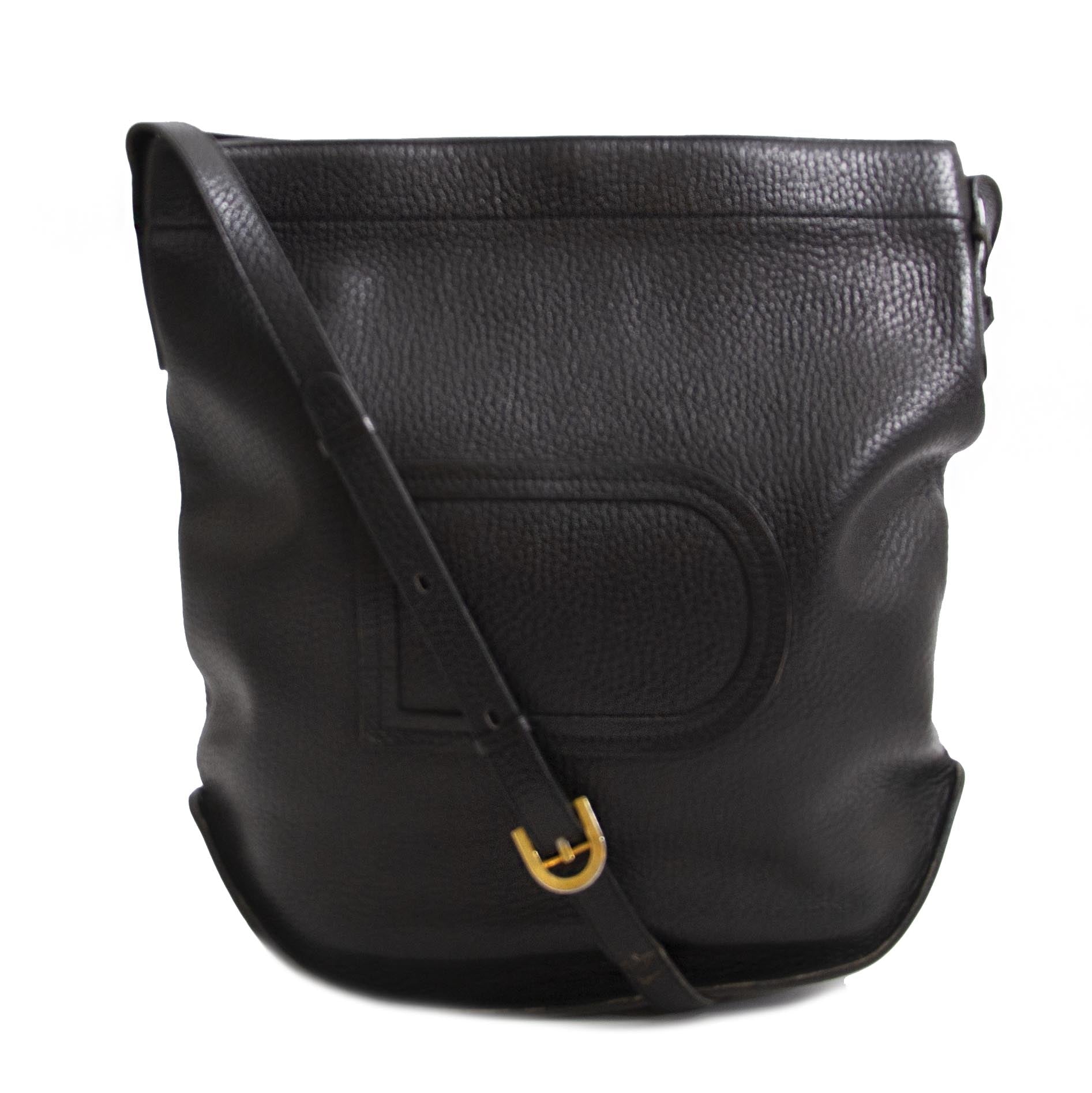Delvaux Black Le Pin Shoulder Bag, koop tweedehands Delvaux eerlijke prijs zwarte tas lepin D lederen schoudertas