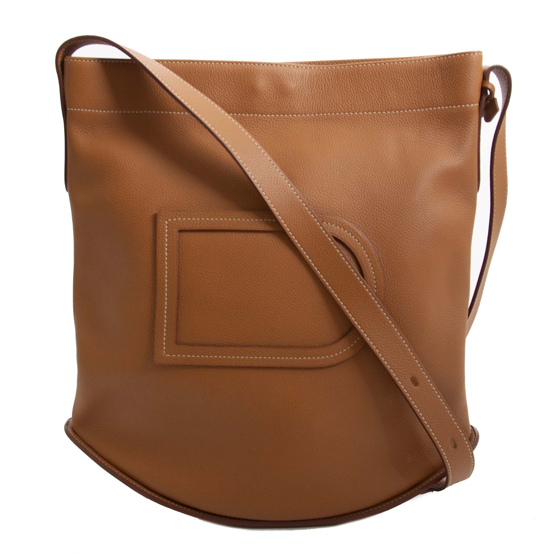 Authentieke tweedehands vintage Delvaux Le Pin Cognac bag koop online webshop LabelLOV