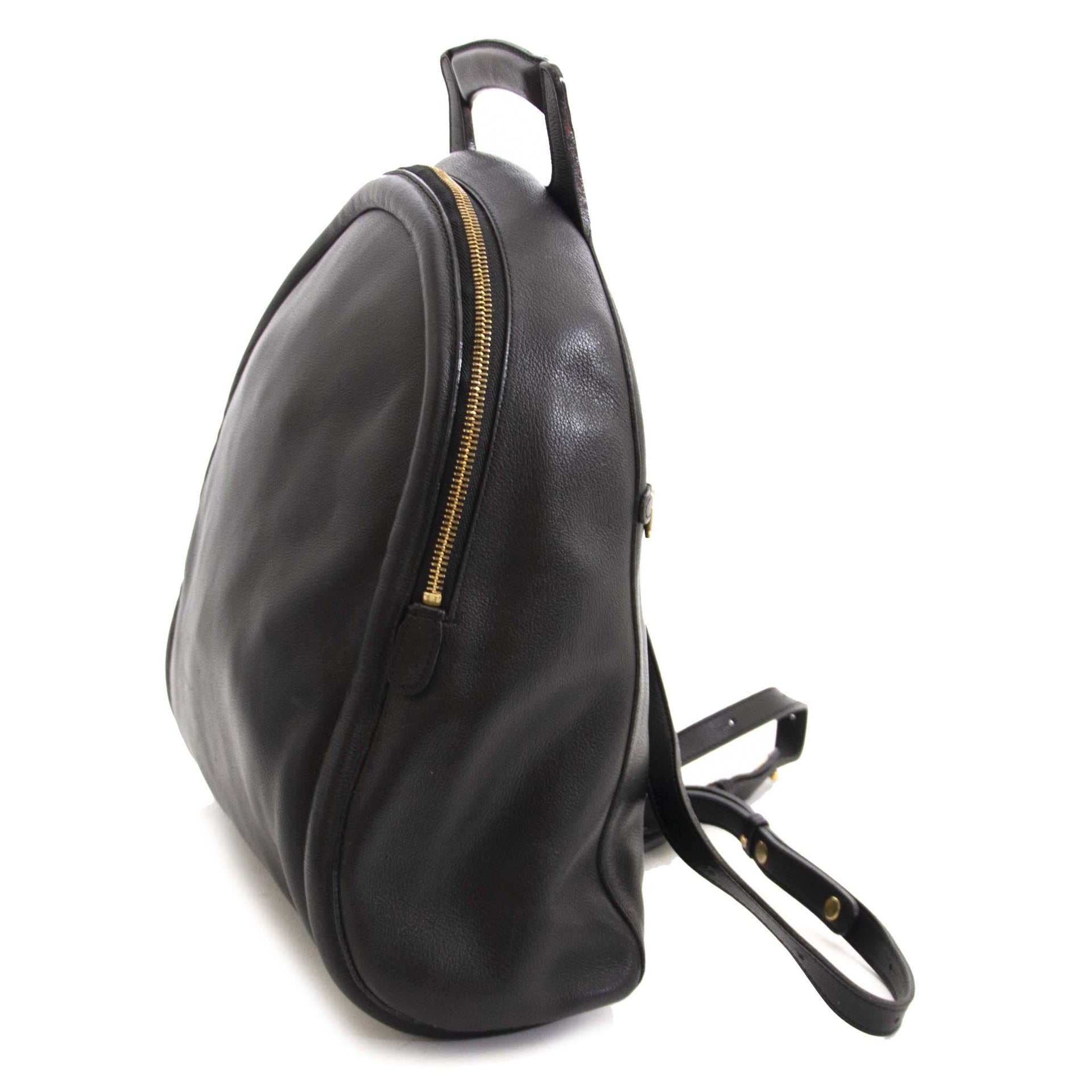 Authentic second hand vintage Delvaux Black Leather Backpack at online webshop LabelLOV