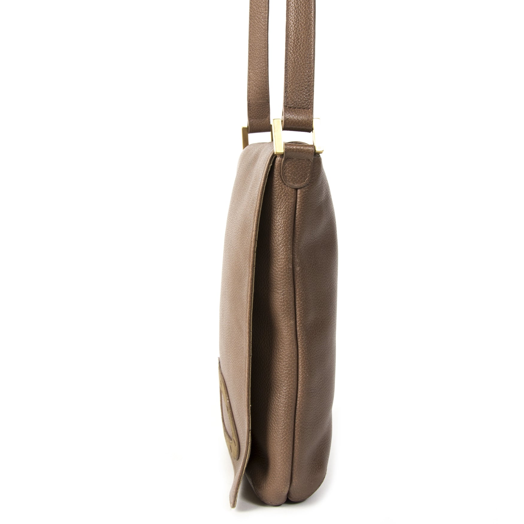 Authentieke Tweedehands Delvaux Le Louise Baudrier Taupe Bag juiste prijs veilig online shoppen luxe merken webshop winkelen Antwerpen België mode fashion