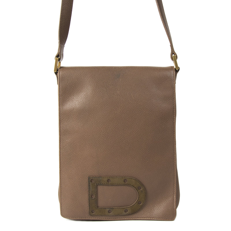 Authentieke Tweedehands Delvaux Le Louise Baudrier Taupe Bag juiste prijs veilig online shoppen luxe merken webshop winkelen Antwerpen België mode fashion