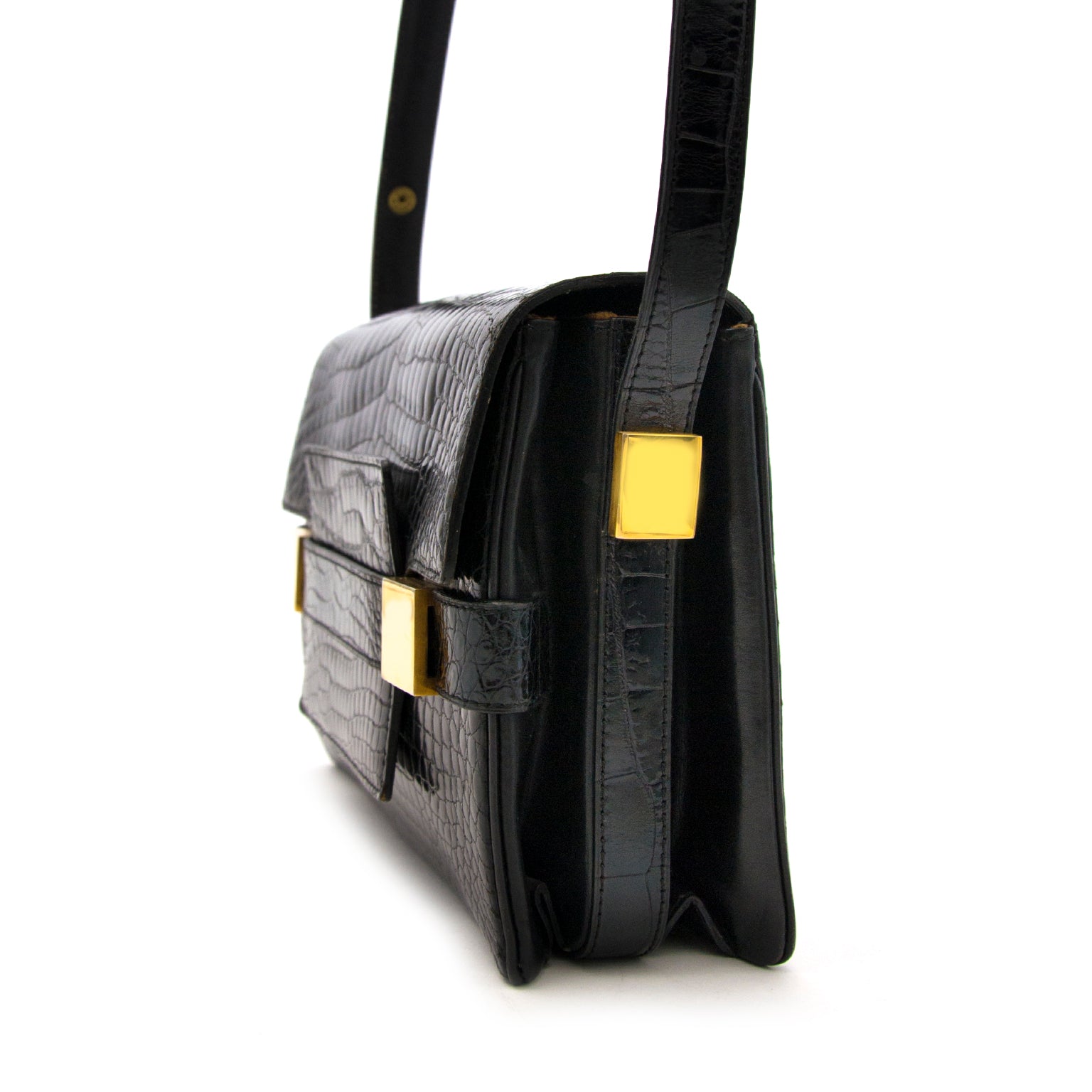 Acheter en ligne chez labellov.com pour le meilleur prix delvaux le madame black croco leather bag