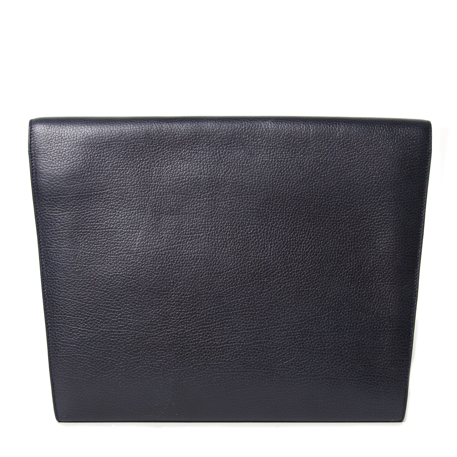 Delvaux Blue Pebbled Leather A4 Clutch te koop