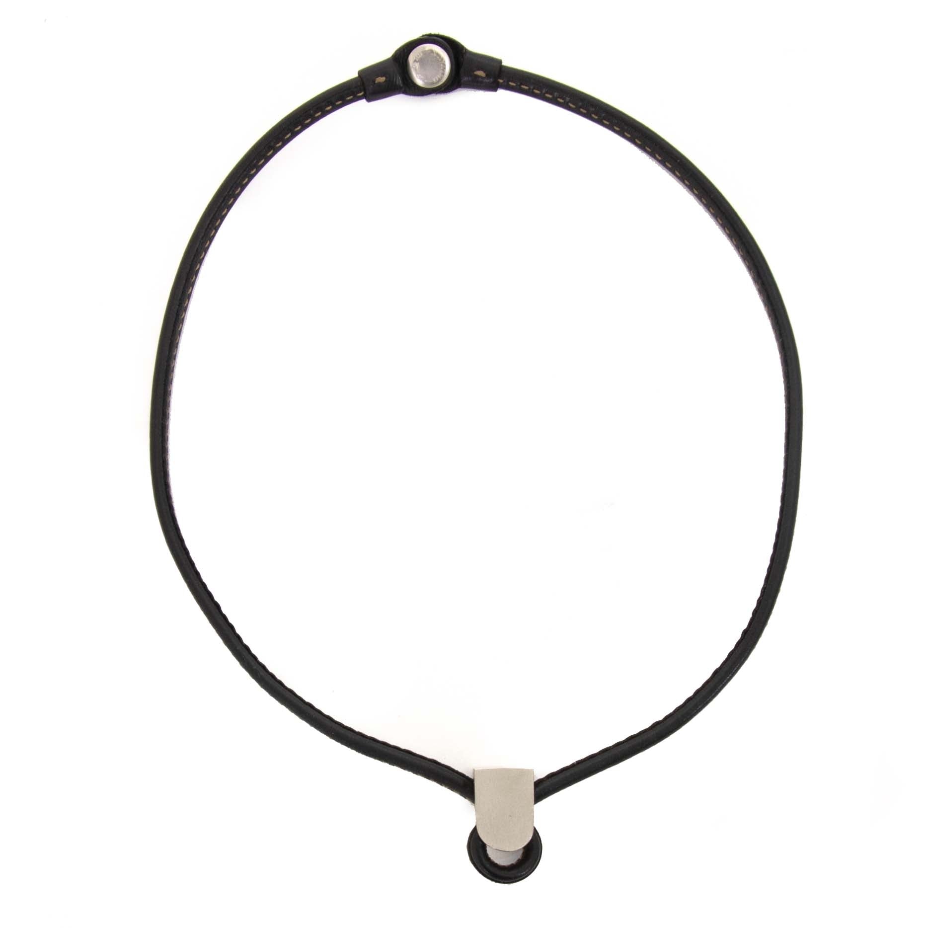 Delvaux Black D Leather Necklace now for sale at labellov vintage fashion webshop belgium