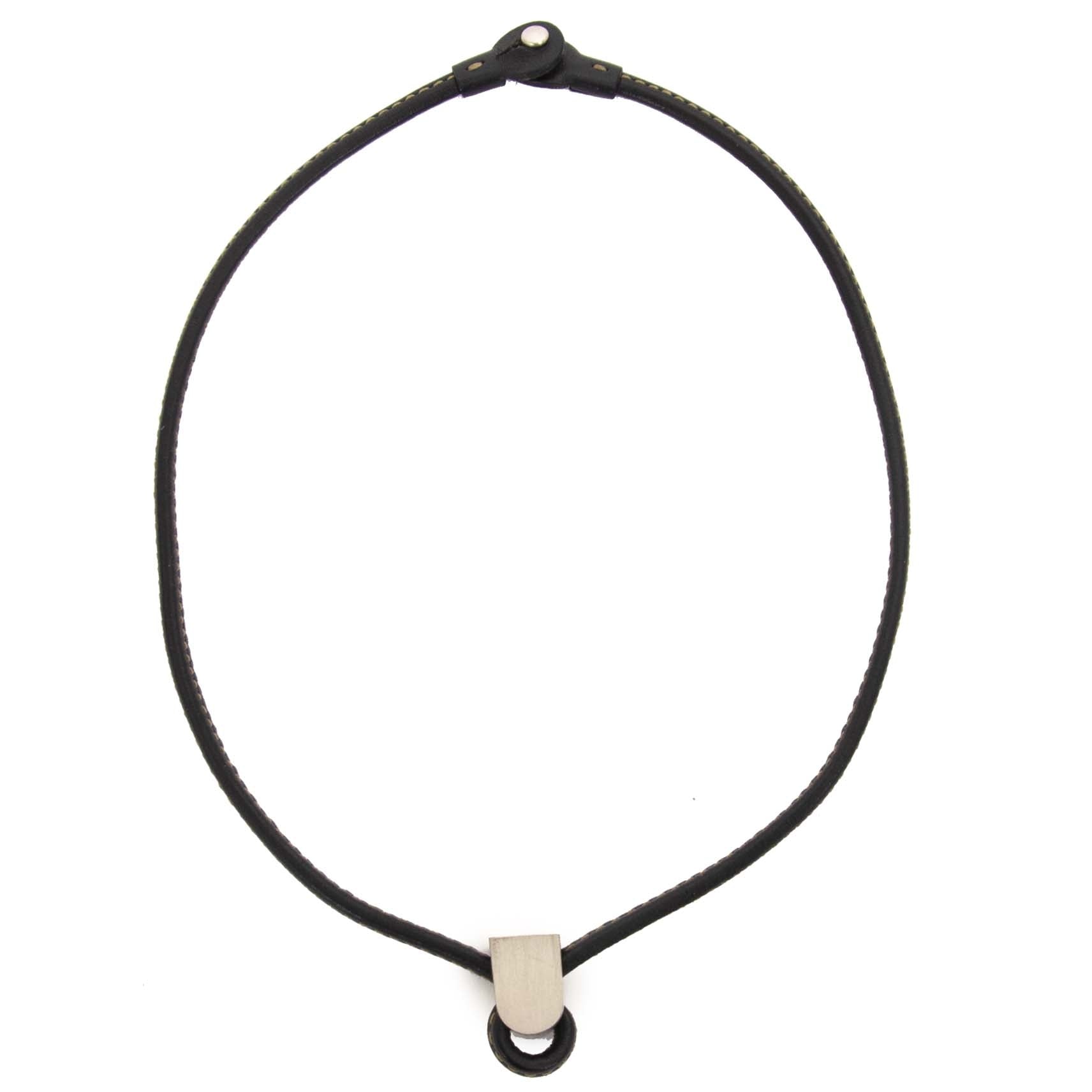 Delvaux Black D Leather Necklace now for sale at labellov vintage fashion webshop belgium