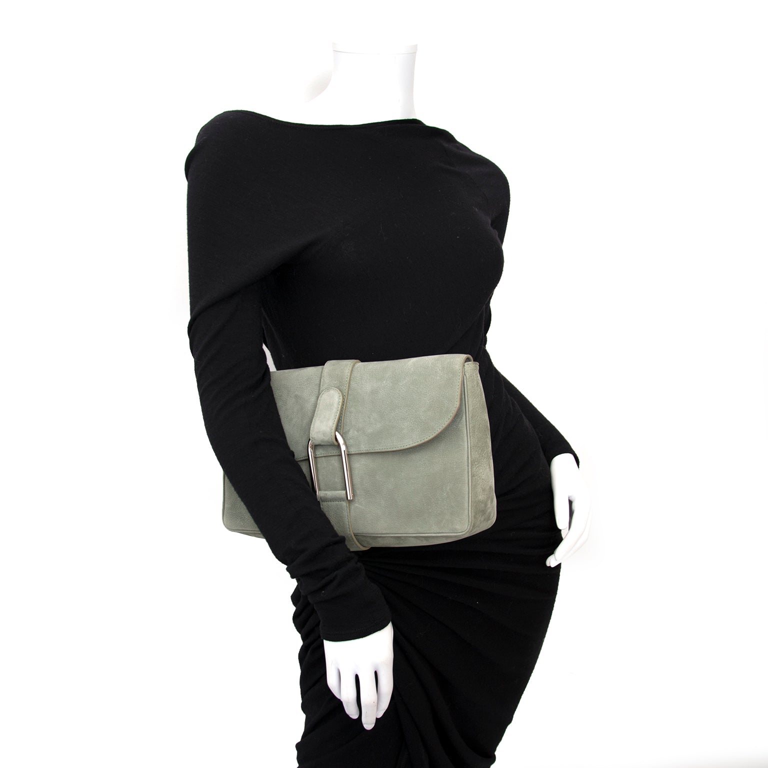 comme neuf sac a main Delvaux Nubuck Greenish D Clutch aan de beste prijs