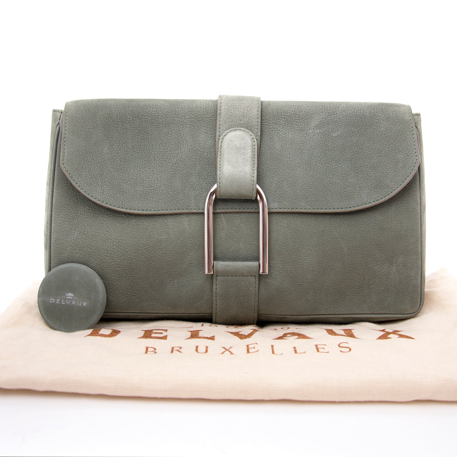 shop real real Delvaux Nubuck Greenish D Clutch at the best price