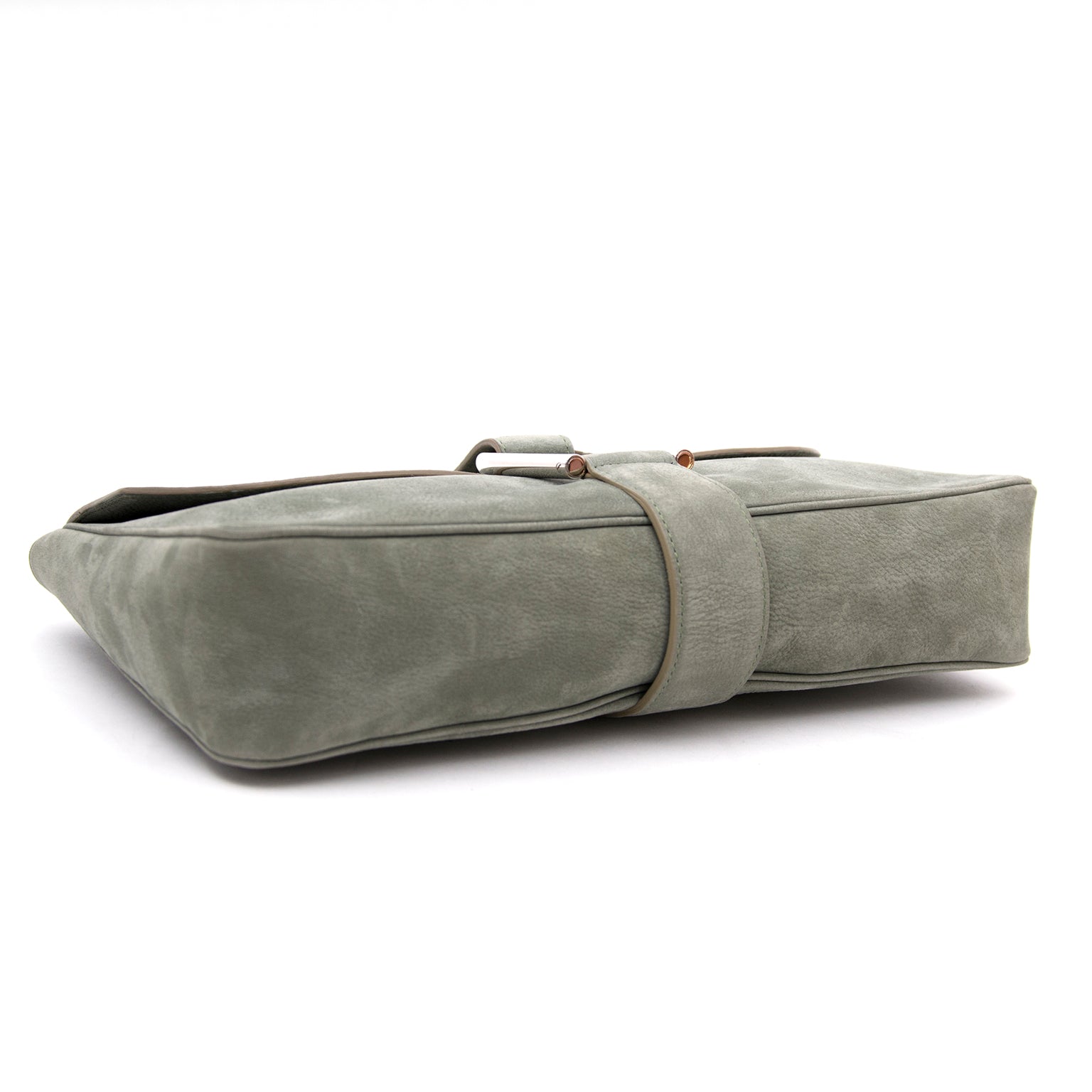 koop aan de beste prijs jou tweedehands merk tas aan de beste prijs Delvaux Nubuck Greenish D Clutch