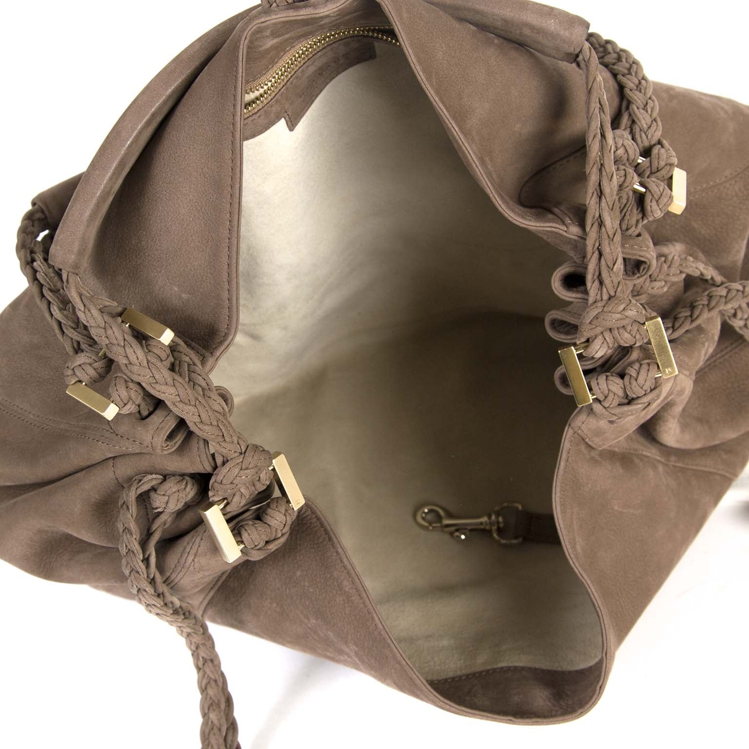 delvaux taupe nubuck colette gm shoulder bag now for sale at labellov vintage fashion webshop belgium
