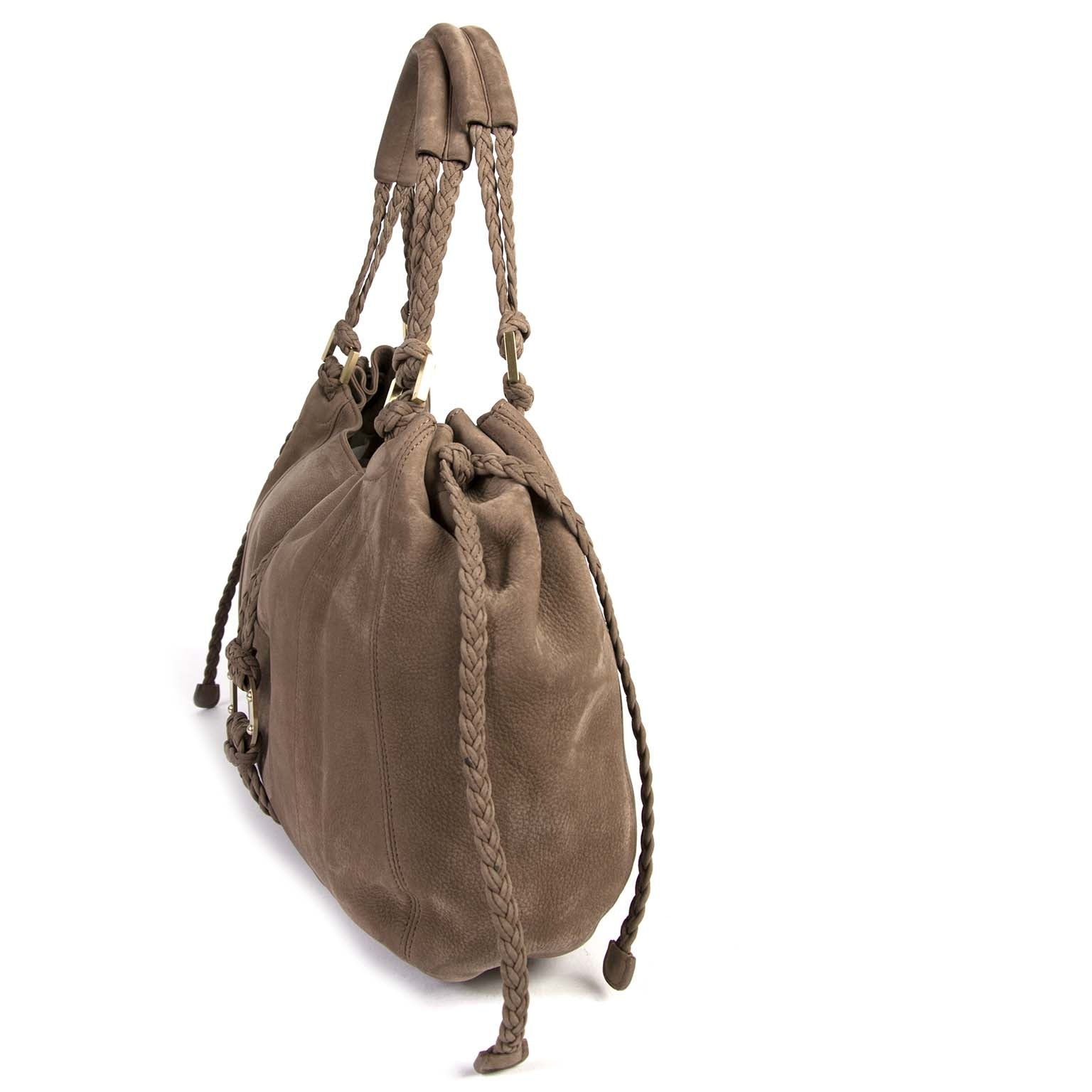 delvaux taupe nubuck colette gm shoulder bag now for sale at labellov vintage fashion webshop belgium