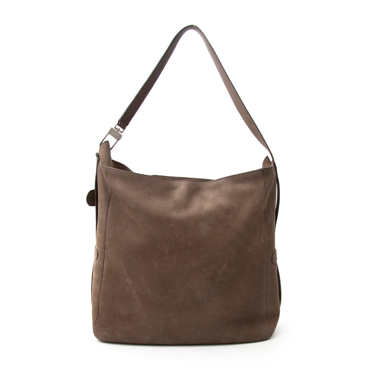 shop real real acheter en ligne pour le meilleur prix Delvaux Taupe Nubuck Large Shoulder Bag