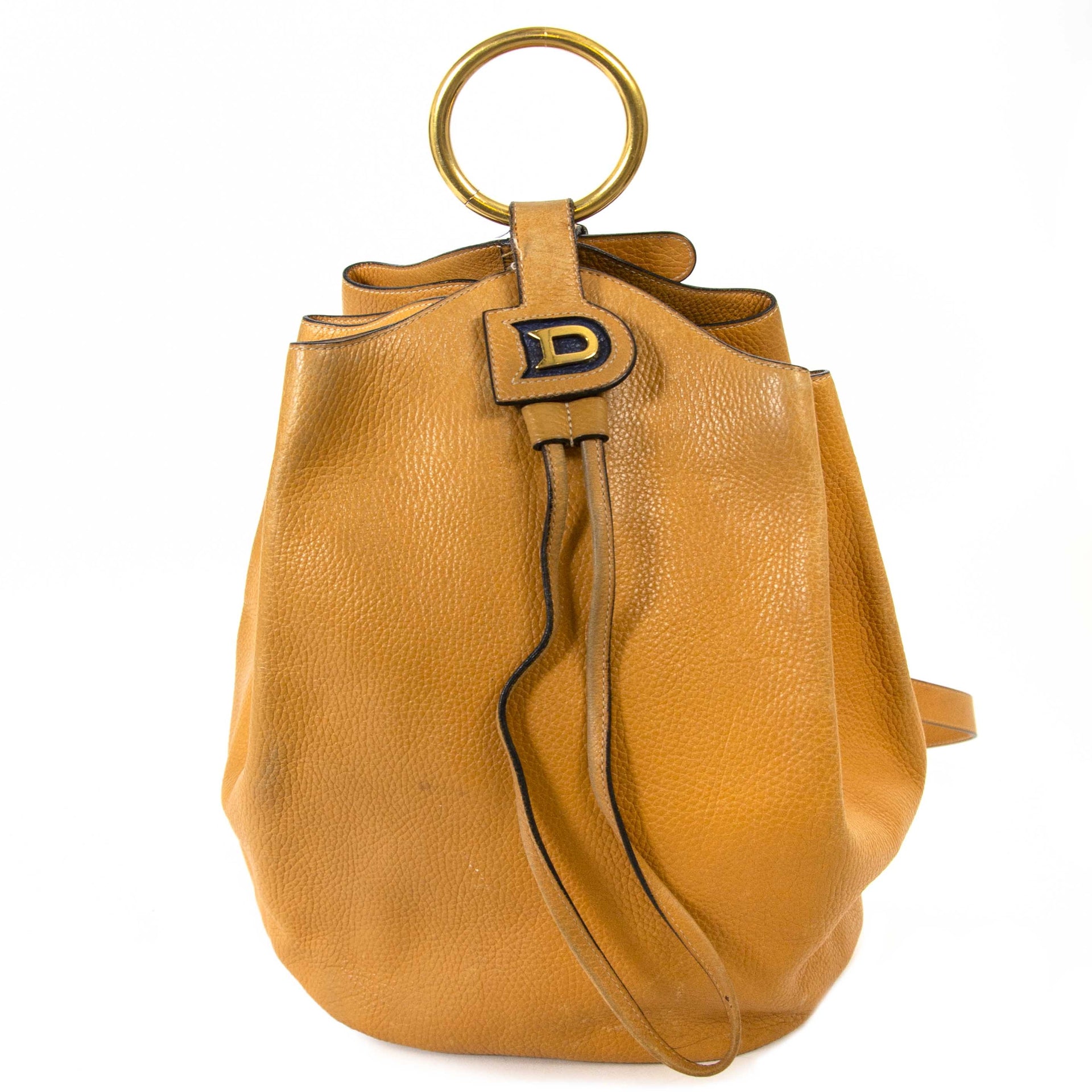 Delvaux Mustard Yellow Bucket Bag now for sale at labellov vintage fashion webshop belgium