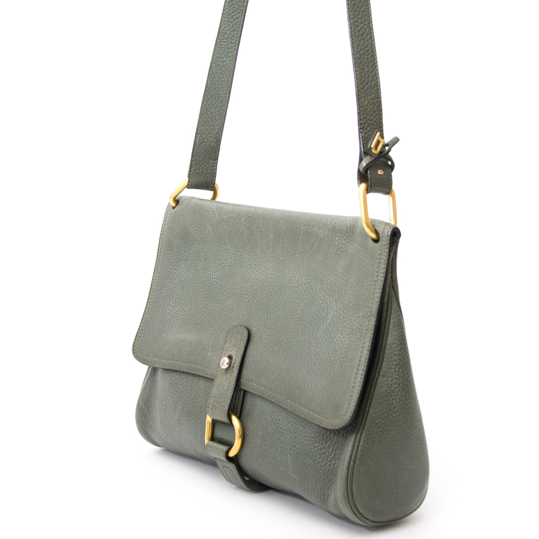 Buy and sell your authentic Delvaux Khaki Green Shoulder Bag for the best price online