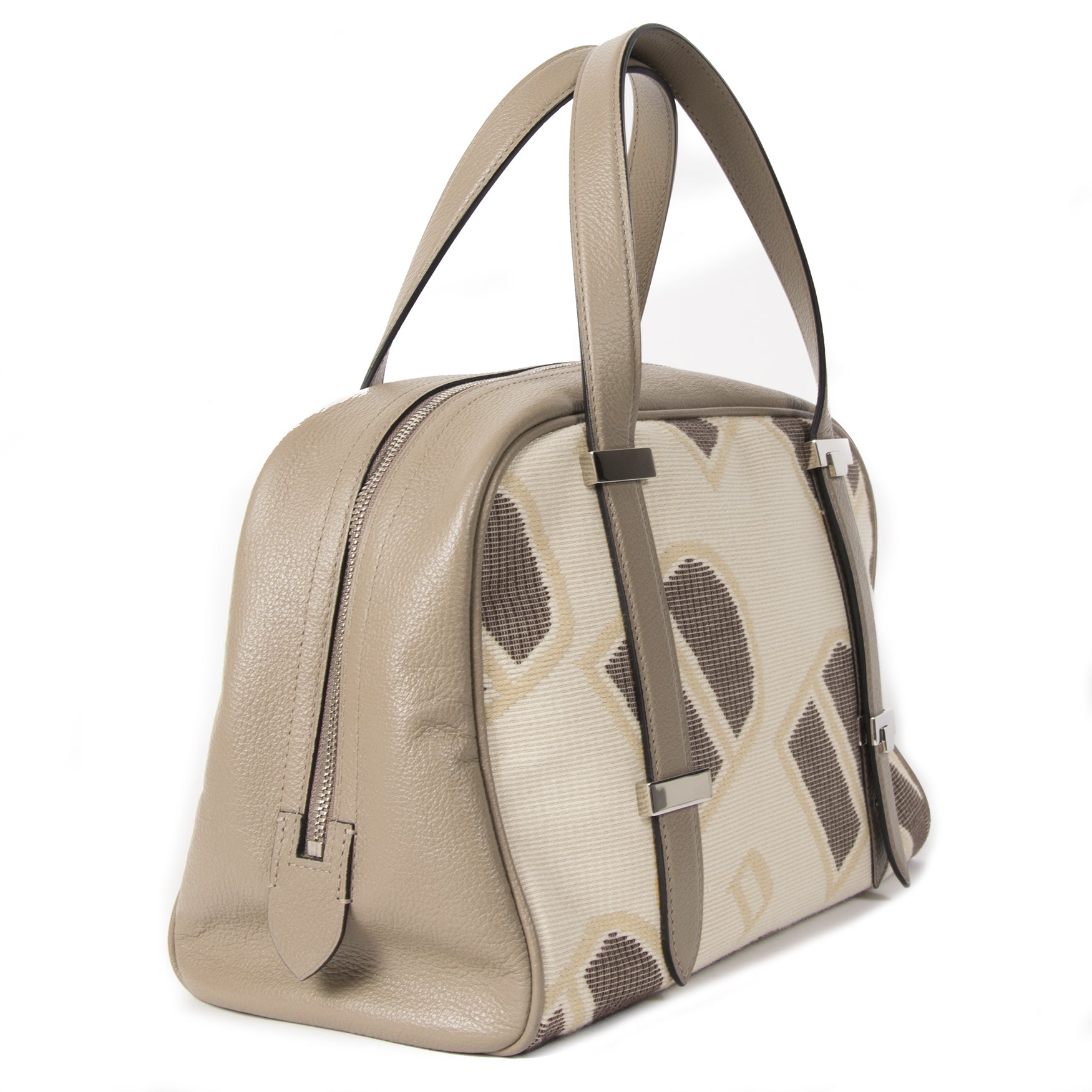 Authentieke tweedehands Delvaux Printed Bowling Bag juiste prijs veilig online winkelen LabelLOV webshop luxe merken winkelen Antwerpen België mode fashion