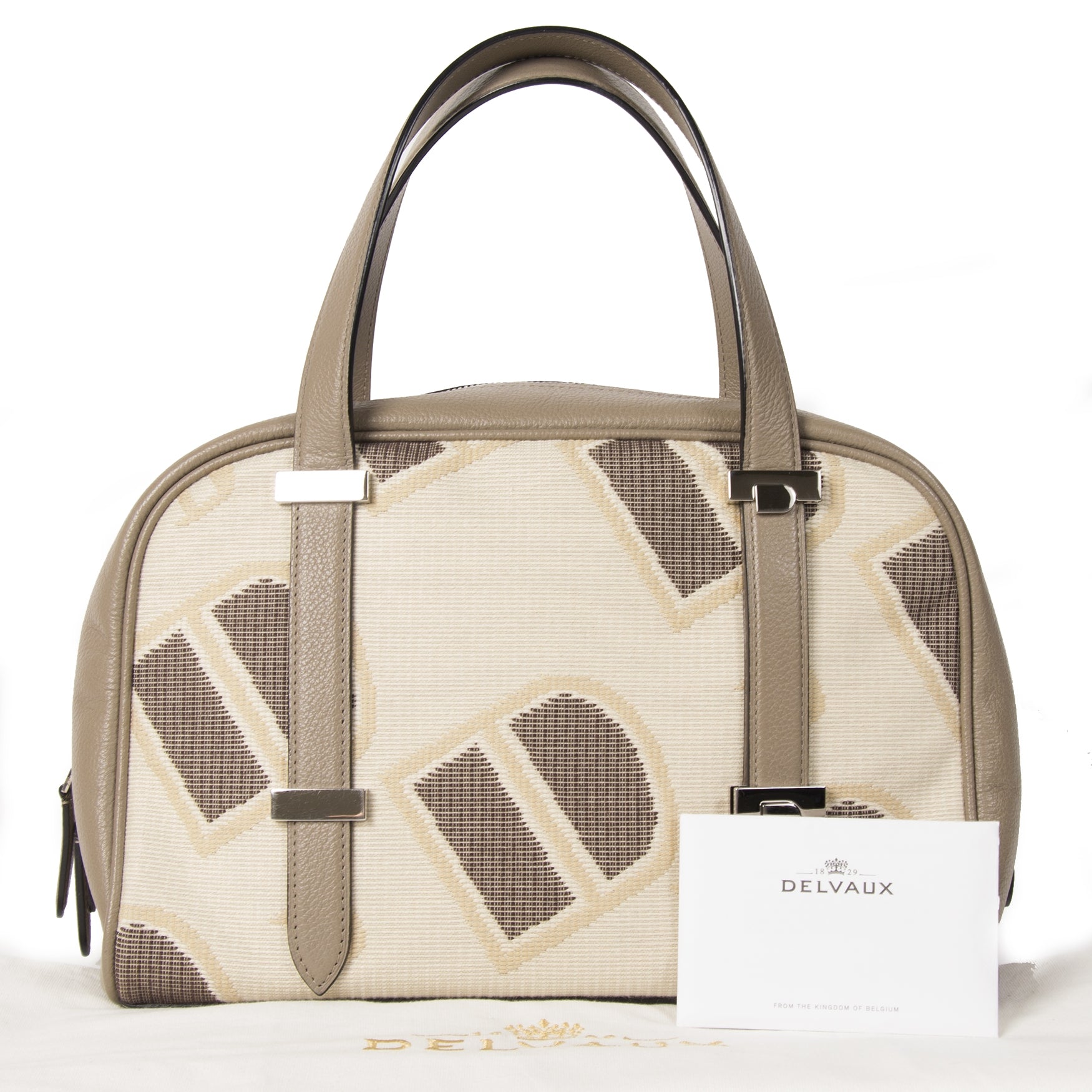 Authentieke tweedehands Delvaux Printed Bowling Bag juiste prijs veilig online winkelen LabelLOV webshop luxe merken winkelen Antwerpen België mode fashion
