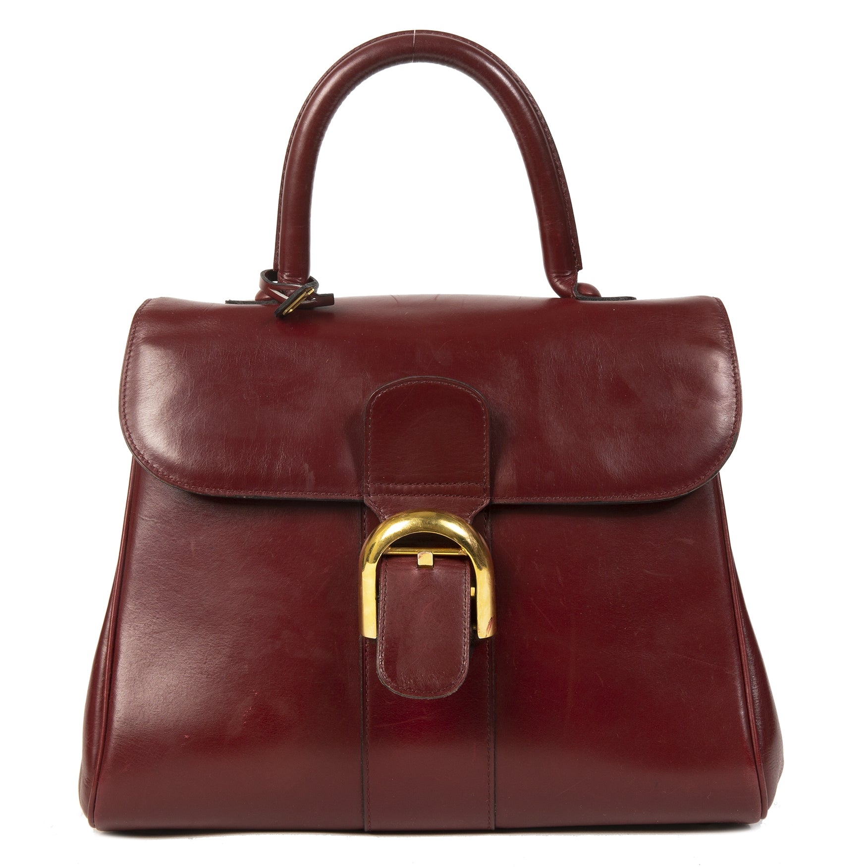 acheter en ligne seconde main Delvaux Burgundy Boxcalf Brillant MM