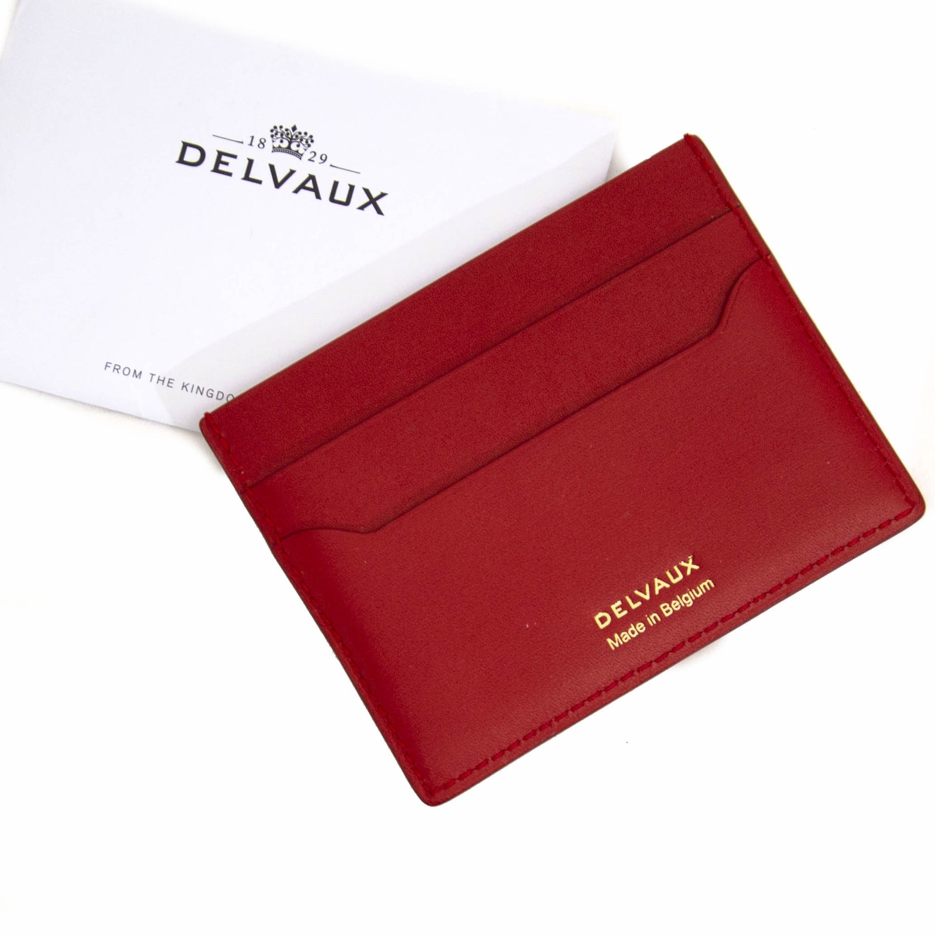 Porte-cartes en cuir rouge Delvaux