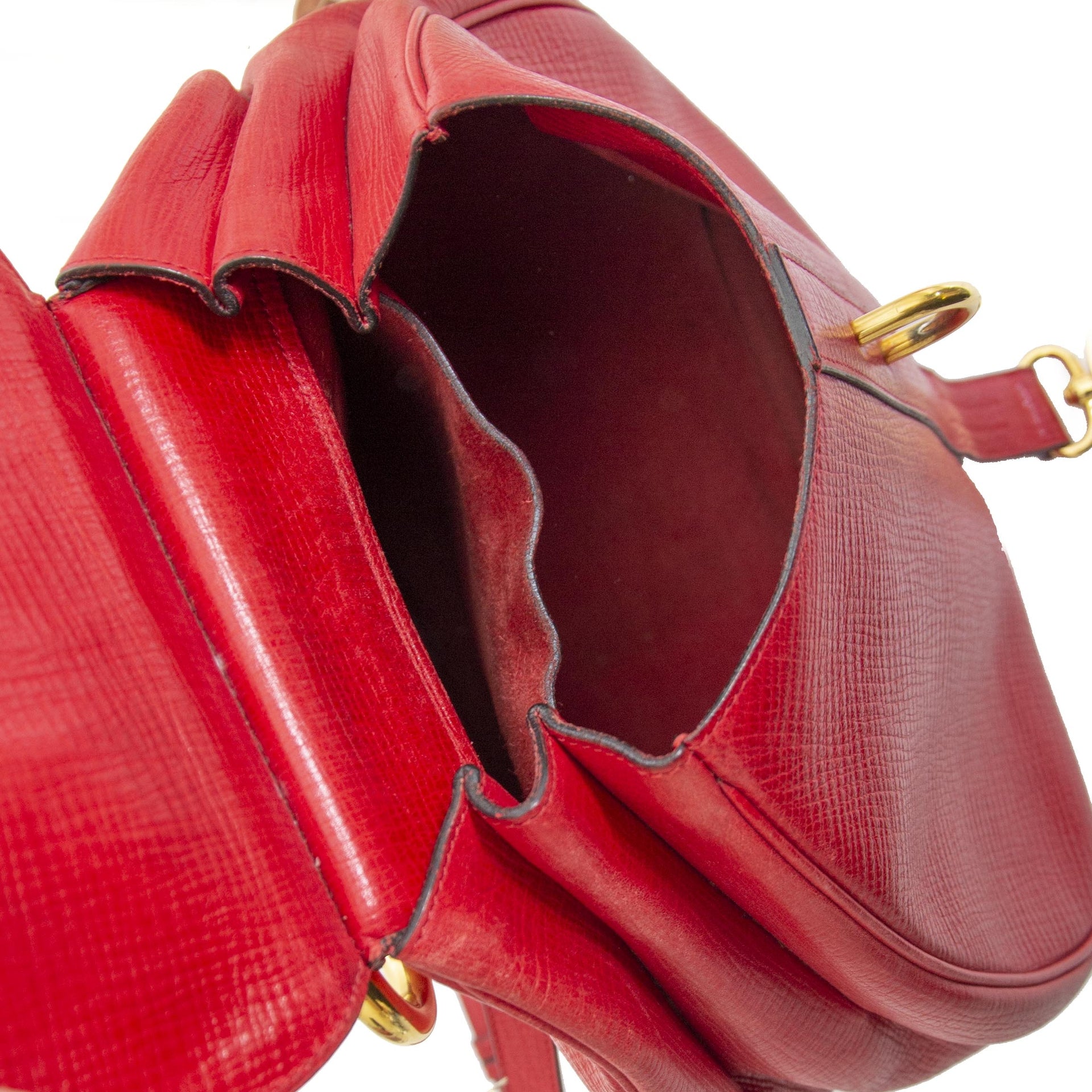 Authentieke tweedehands vintage Delvaux Cerceau Red Crossbody Bag koop online webshop LabelLOV