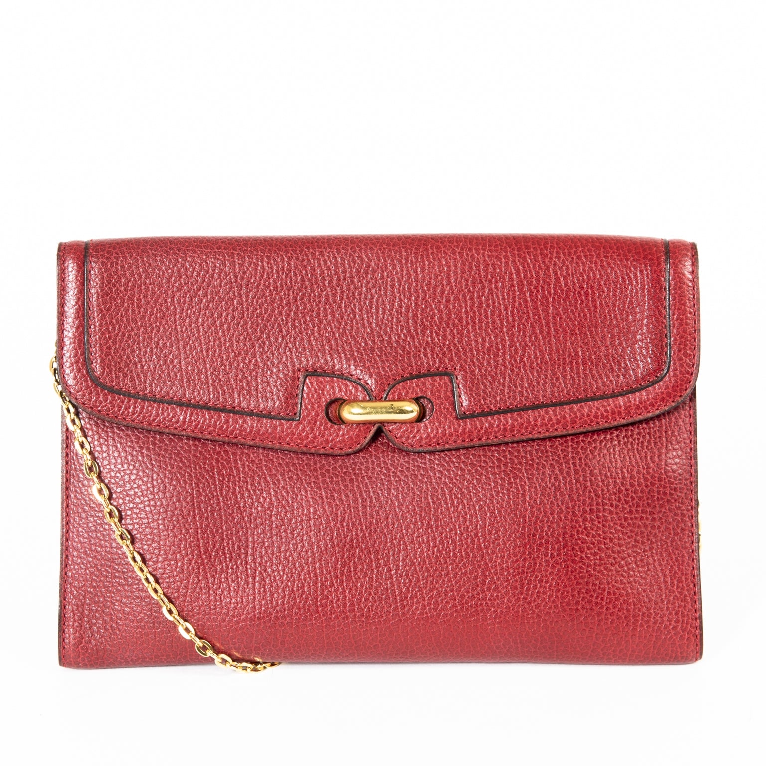 delvaux red leather clutch now for sale at labellov vintage fashion webshop belgium