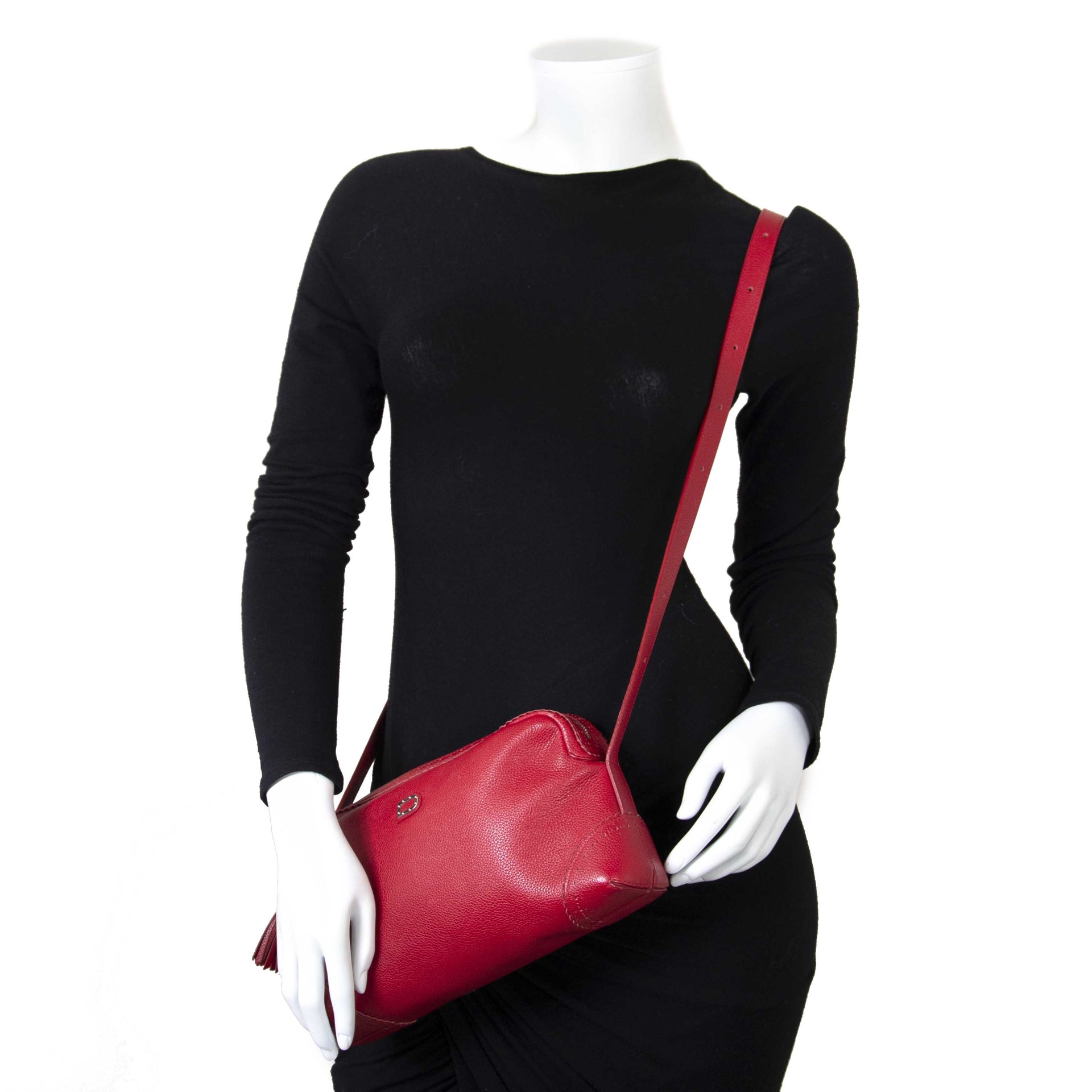 Delvaux Red Fidelio Crossbody Bag now for sale at labellov vintage fashion webshop belgium