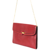 delvaux red leather clutch now for sale at labellov vintage fashion webshop belgium