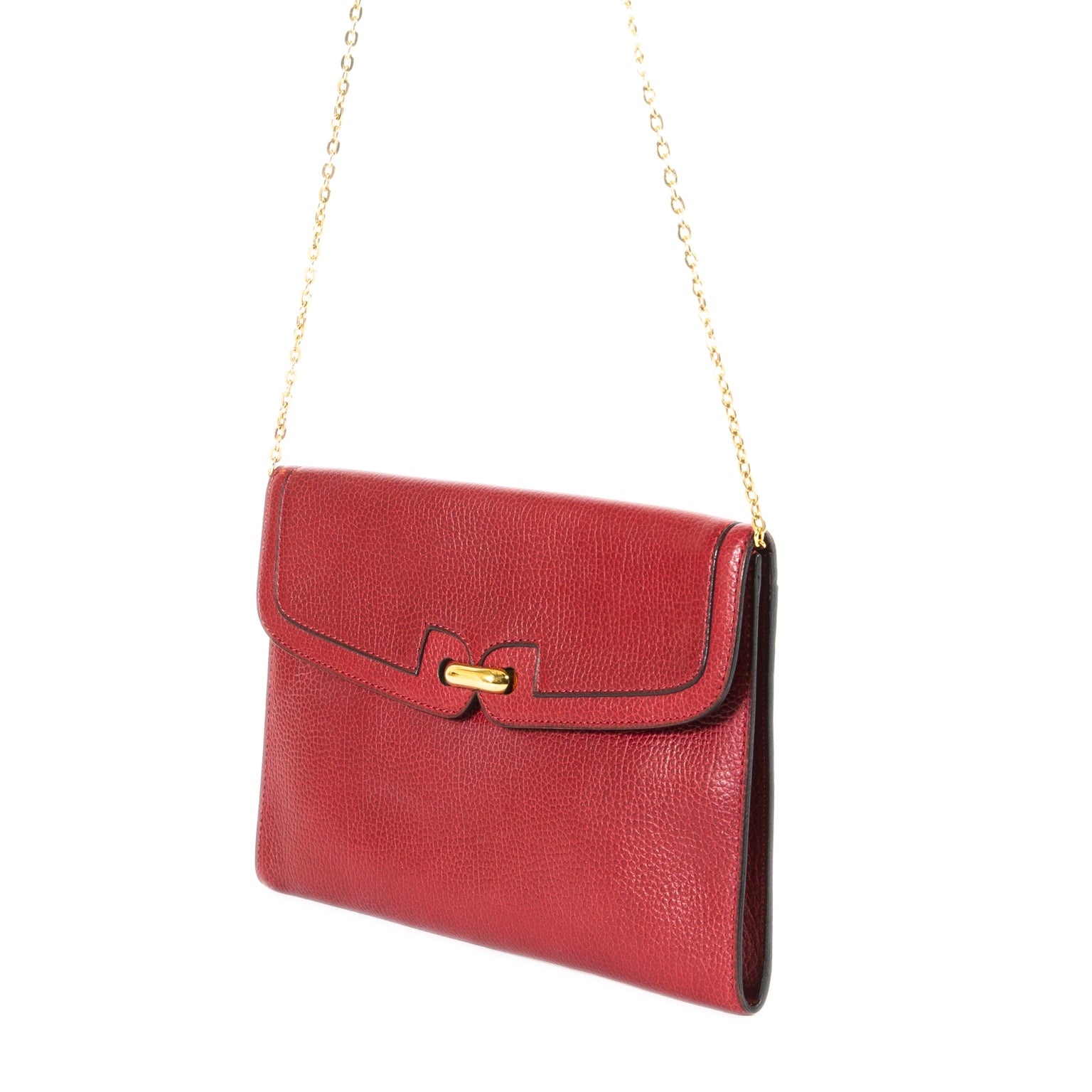 delvaux red leather clutch now for sale at labellov vintage fashion webshop belgium