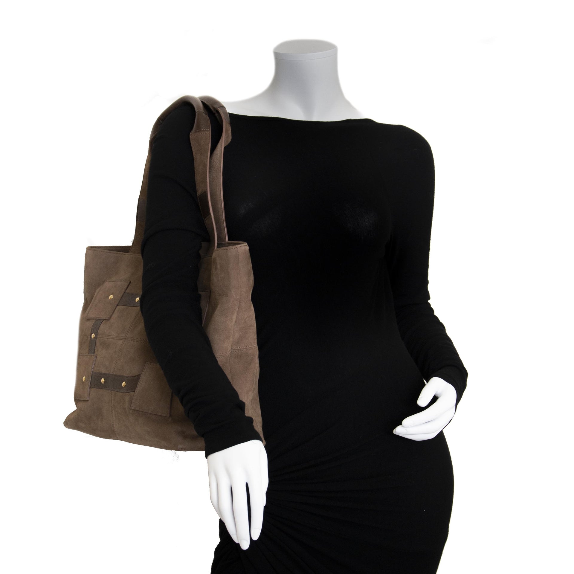 Delvaux Nubuck Taupe Le Emile Shopper now for sale at labellov vintage fashion webshop belgium