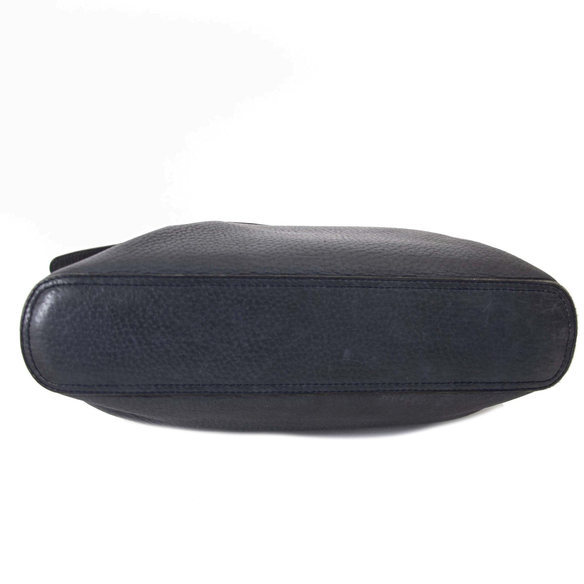 Delvaux Dark Blue 'D' Shoulder Bag now for sale at labellov vintage fashion webshop belgium