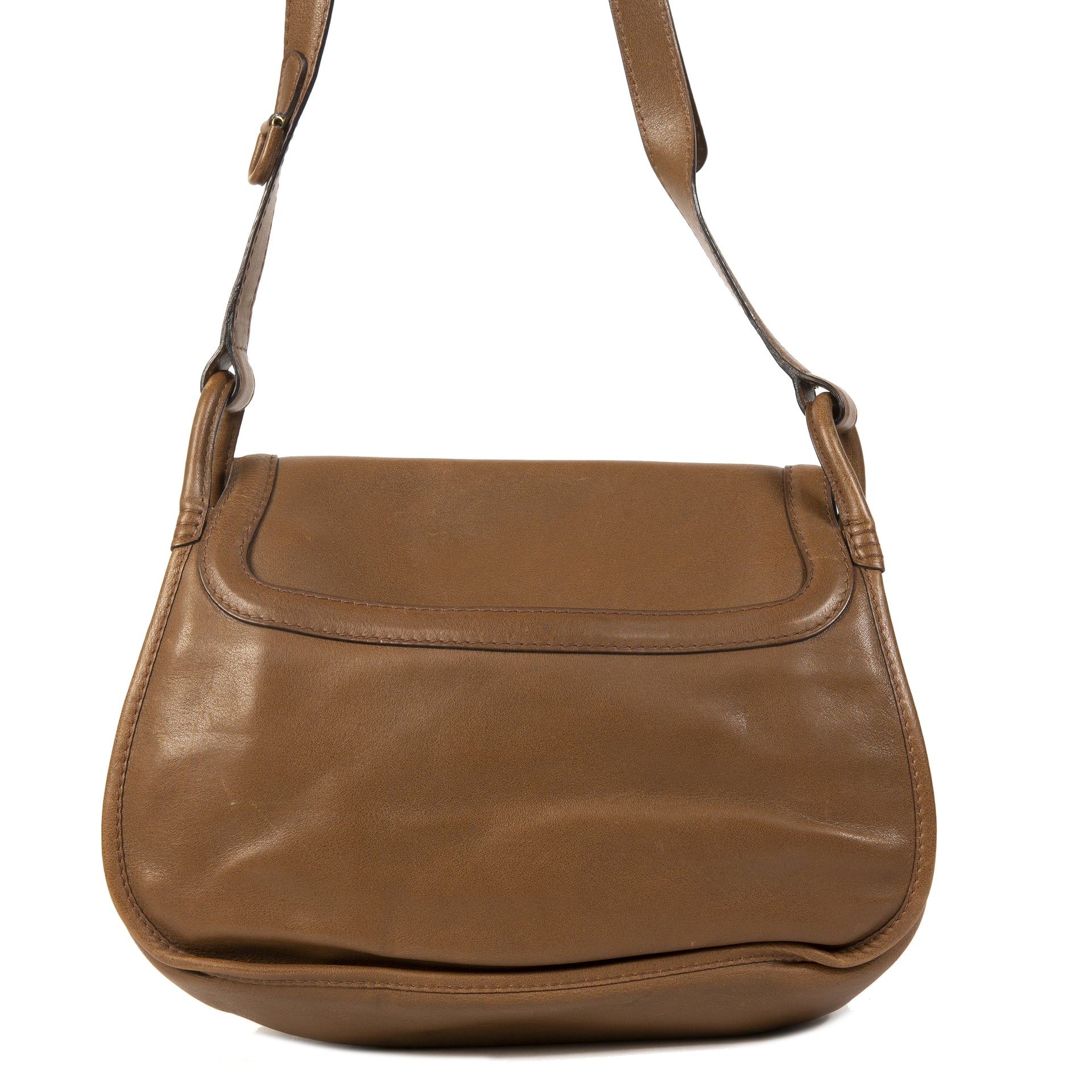 Delvaux Taupe Brown Leather Crossbody Bag