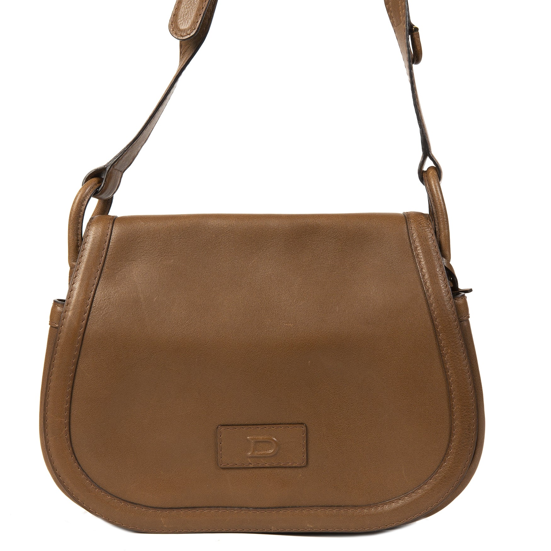 acheter en ligne seconde main Delvaux Taupe Brown Leather Crossbody Bag