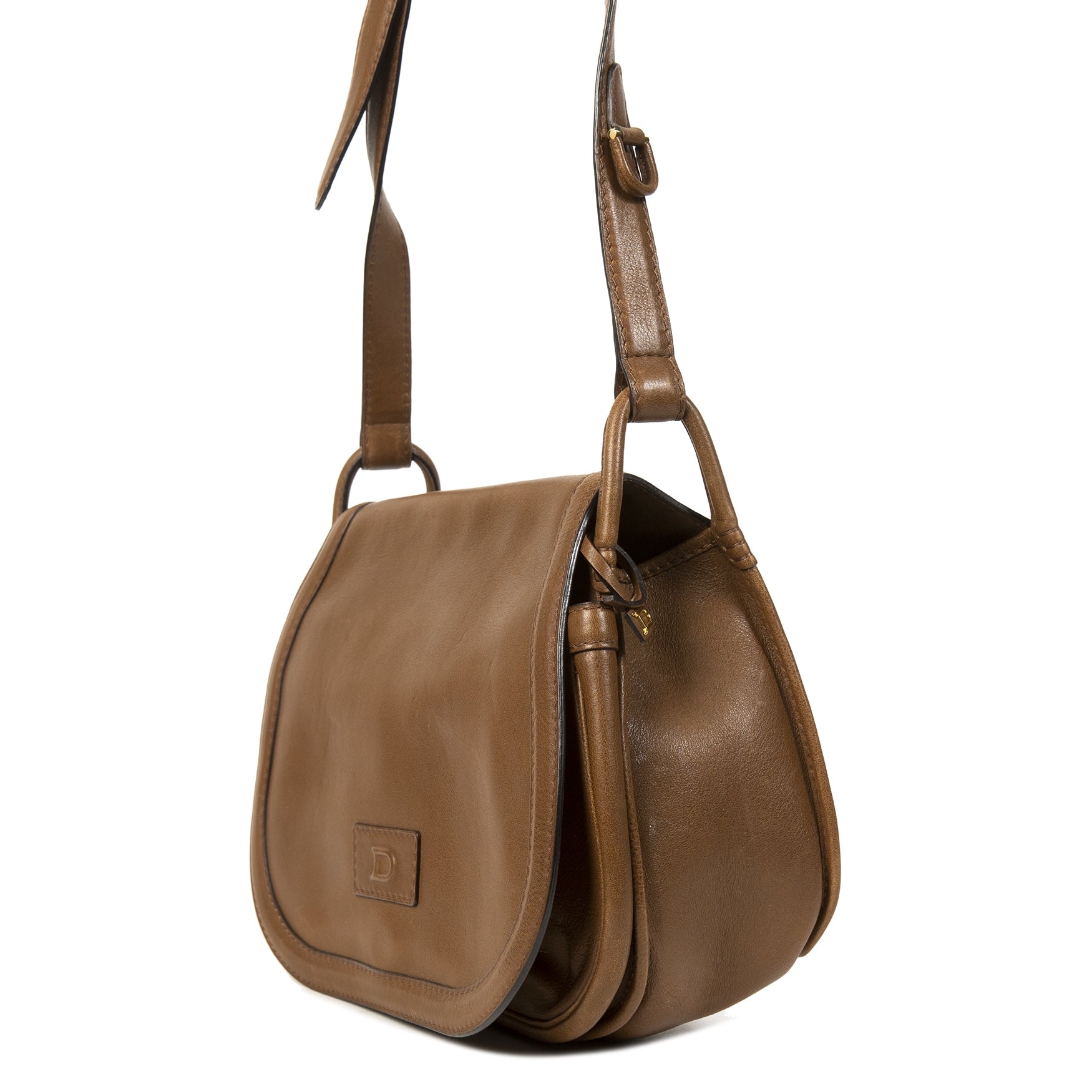 Delvaux Taupe Brown Leather Crossbody Bag