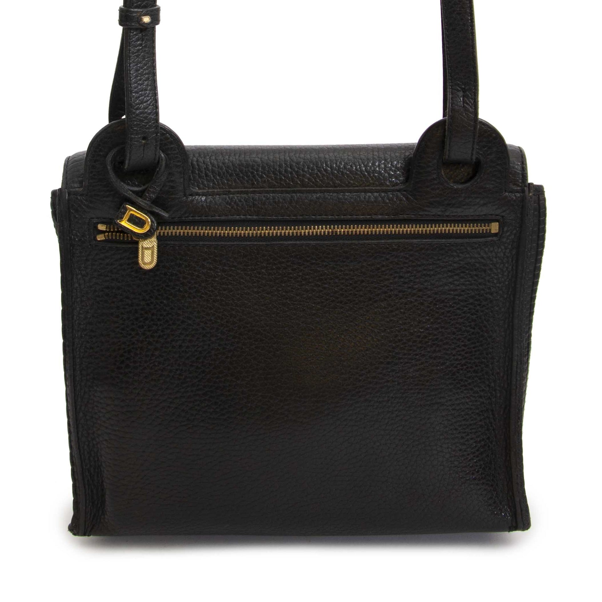 Delvaux Black Toile De Cuir Shoulder Bag now for sale at labellov vintage fashion webshop belgium