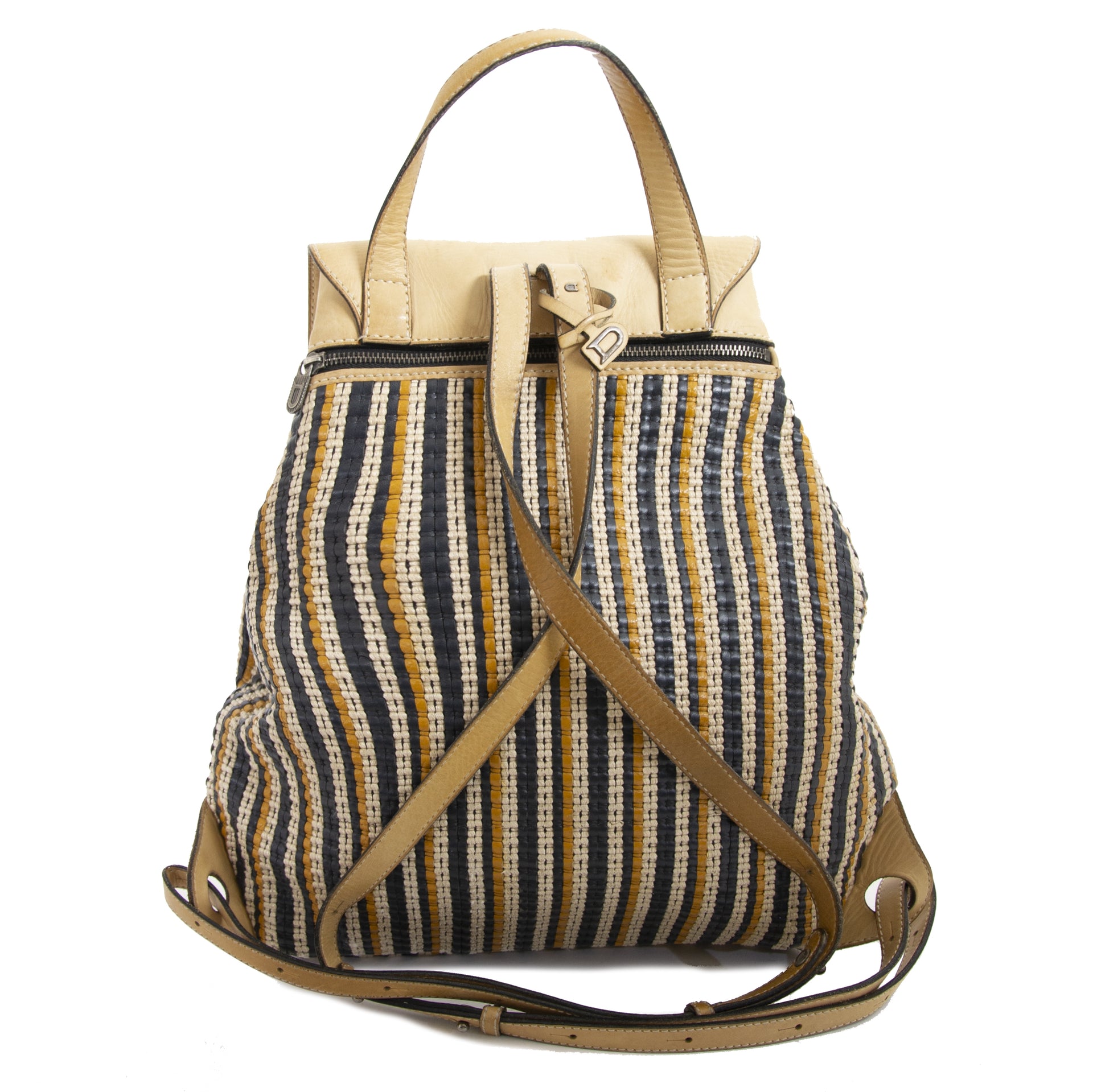 Delvaux Beige and Blue Toile de Cuir Backpack