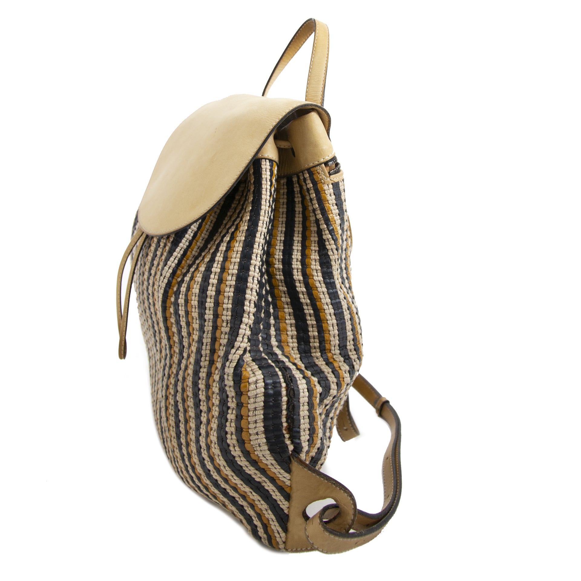 Delvaux Beige and Blue Toile de Cuir Backpack