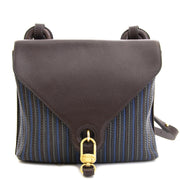 Delvaux Brown And Blue Goutte GM Toile De Cuir Shoulder Bag now for sale at labellov vintage fashion webshop belgium