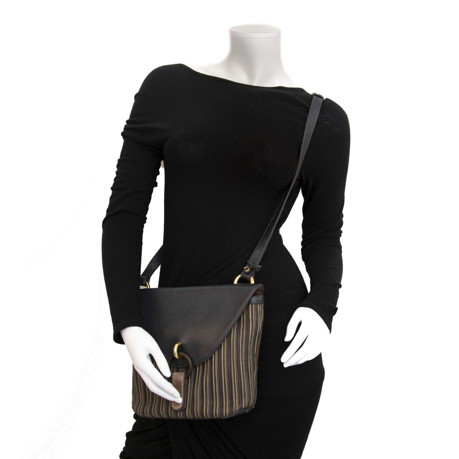 Delvaux Blue Toile De Cuir Crossbody Bag for sale