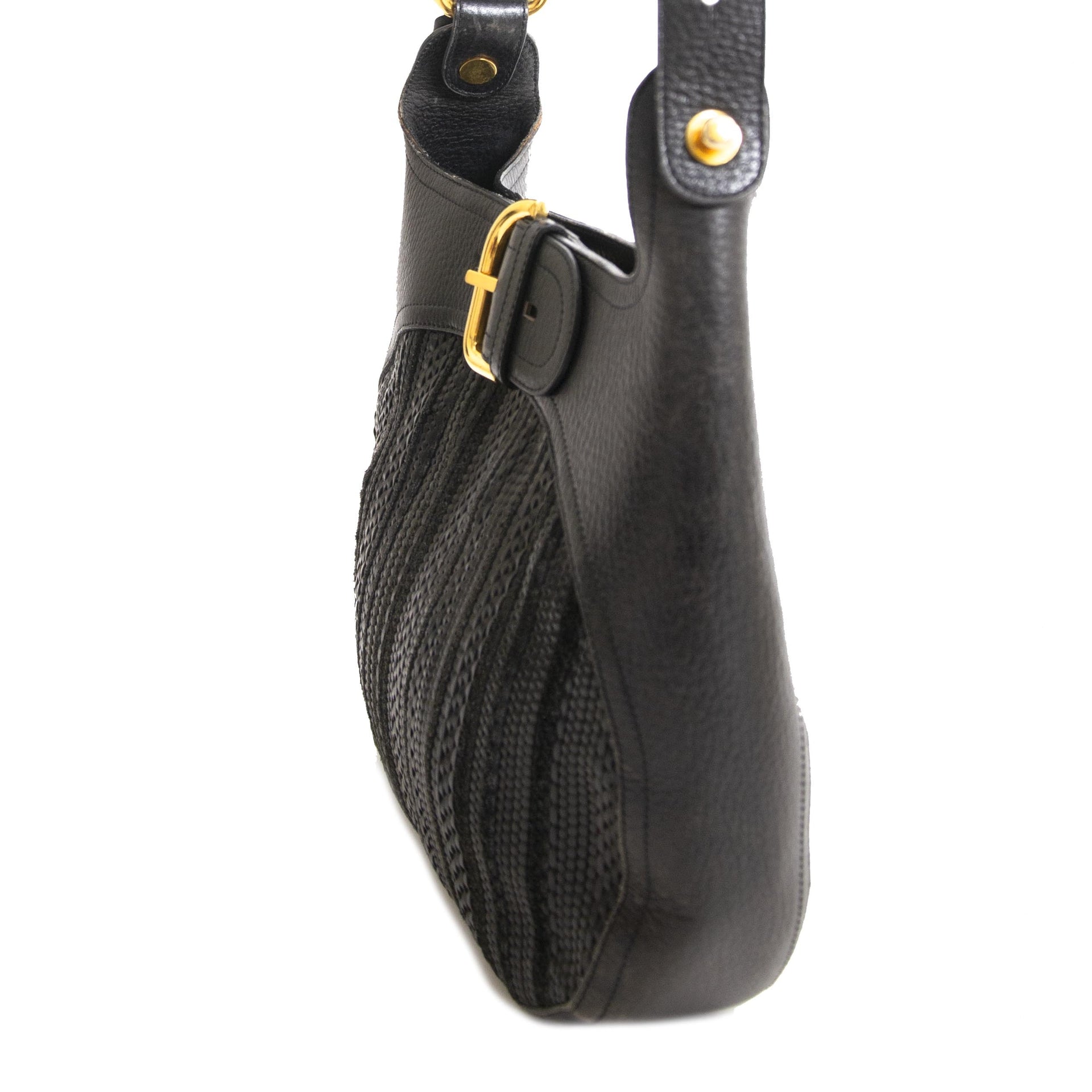 Sac à bandoulière Delvaux noir en toile de cuir