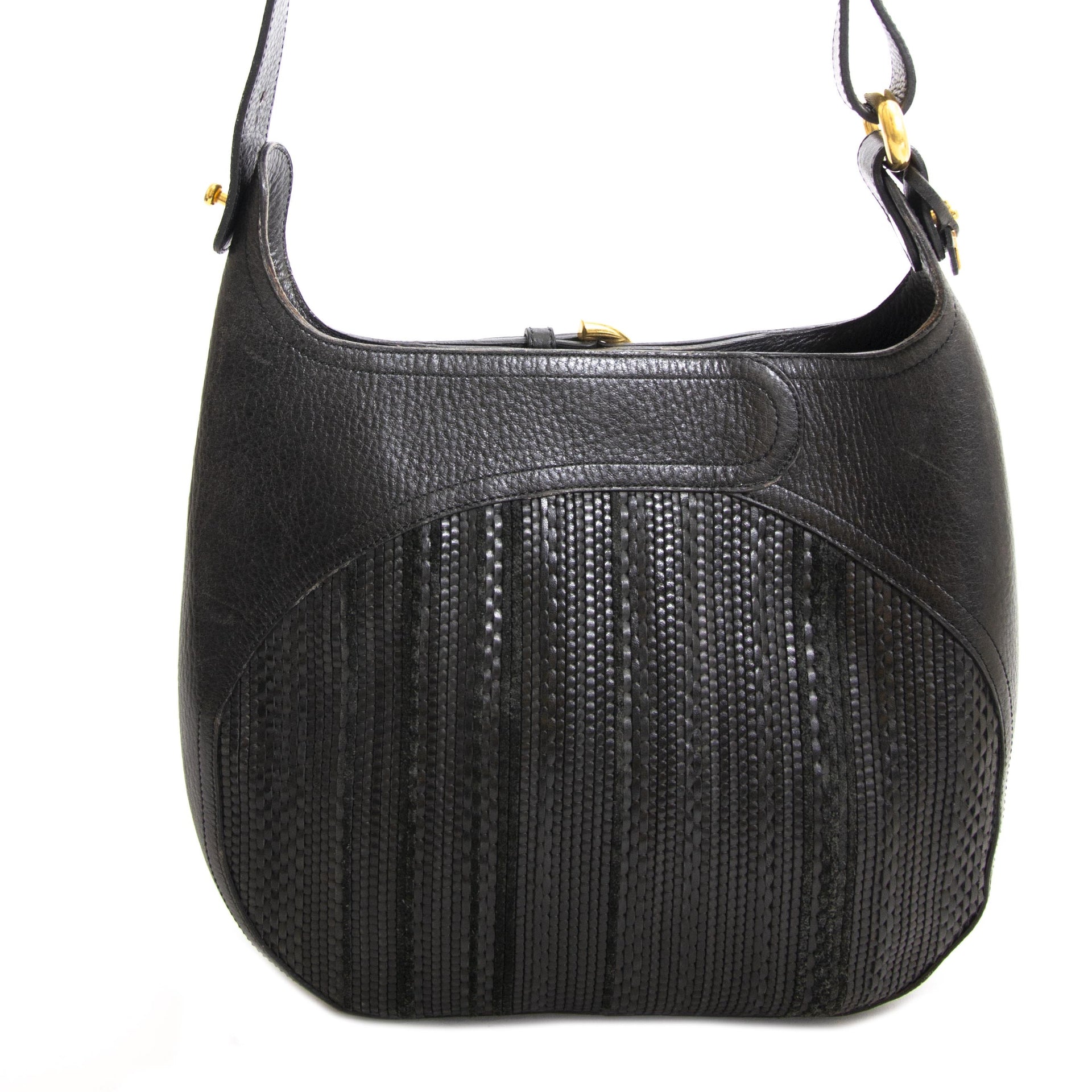 Sac à bandoulière Delvaux noir en toile de cuir