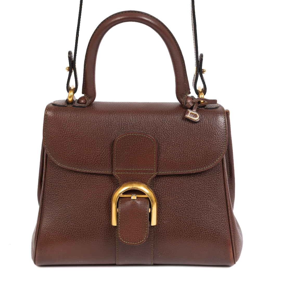 Authentieke Tweedehands Delvaux Brillant Brown PM Bag juiste prijs veilig online shoppen luxe merken webshop winkelen Antwerpen België mode fashion