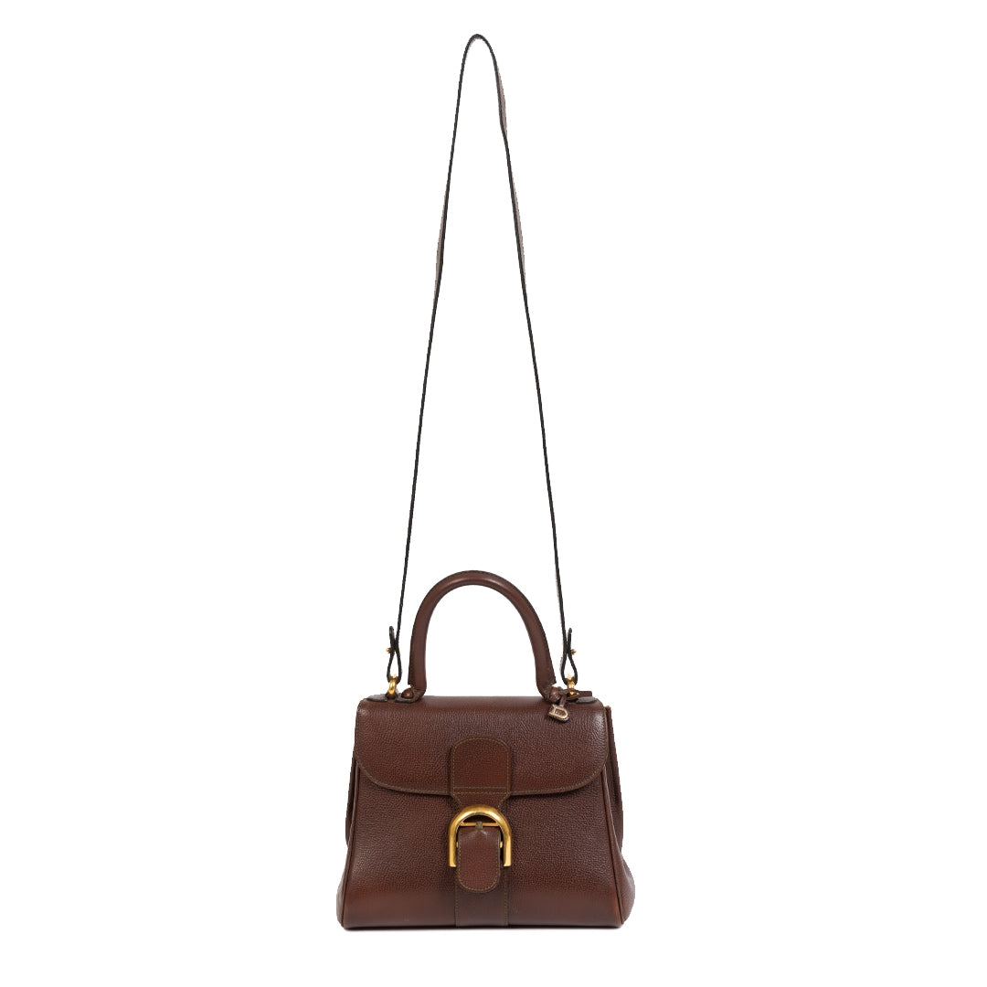 Authentieke Tweedehands Delvaux Brillant Brown PM Bag juiste prijs veilig online shoppen luxe merken webshop winkelen Antwerpen België mode fashion