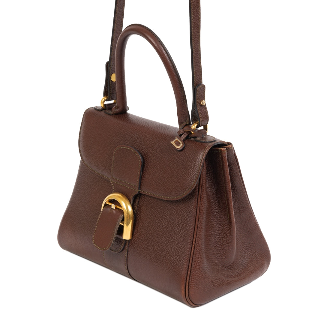 Authentieke Tweedehands Delvaux Brillant Brown PM Bag juiste prijs veilig online shoppen luxe merken webshop winkelen Antwerpen België mode fashion