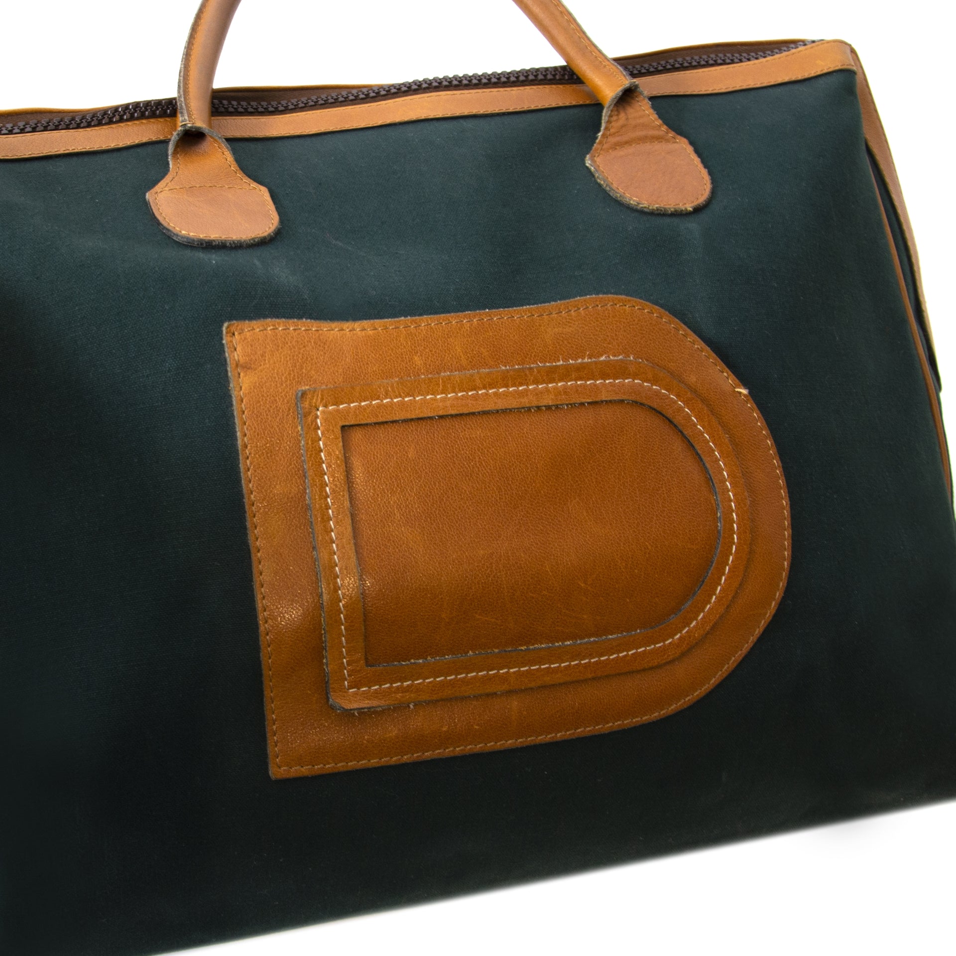 Authentieke tweedehands vintage Delvaux Taxi Top Handle Bag Green koop online webshop LabelLOV