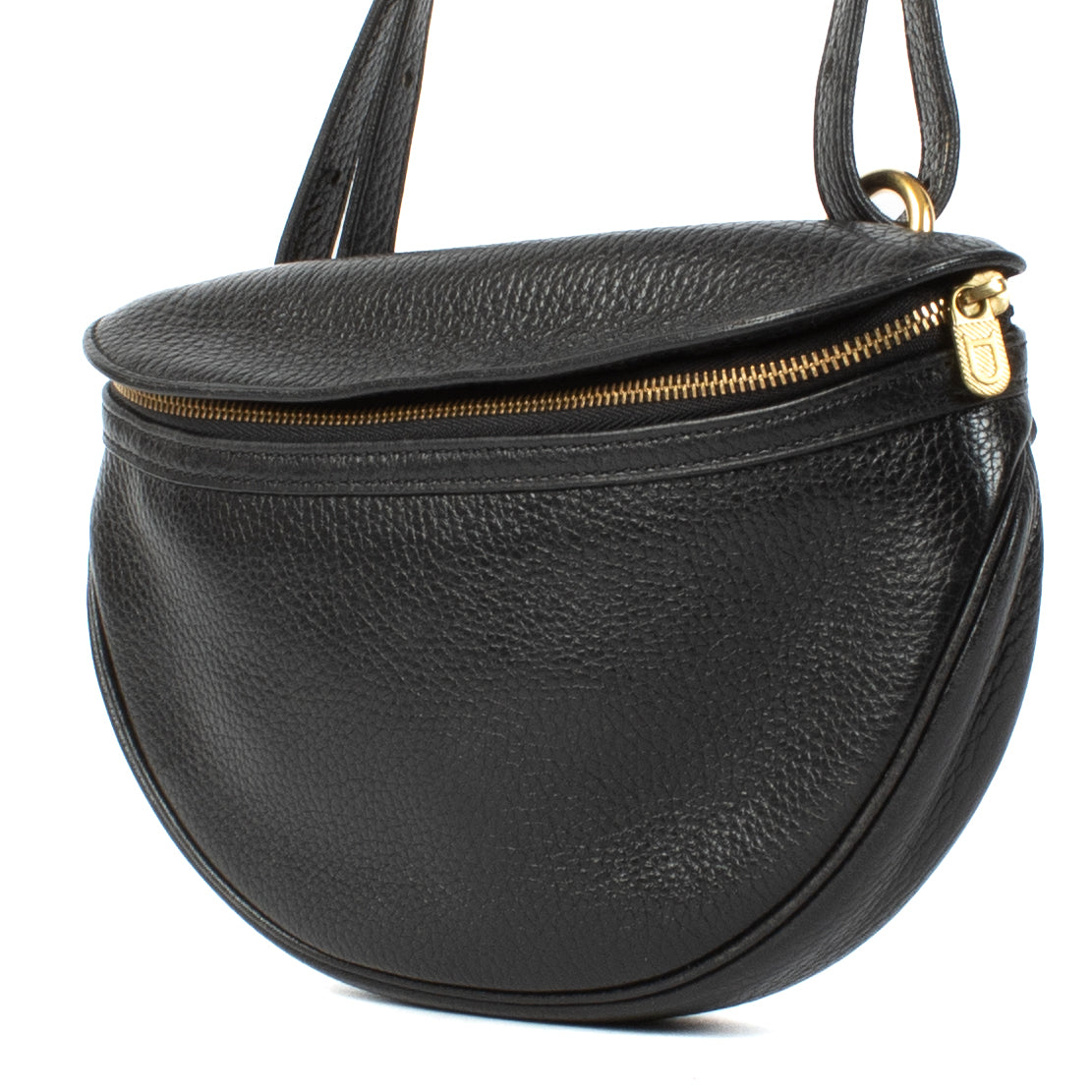 Sac bandoulière vintage en cuir noir Delvaux