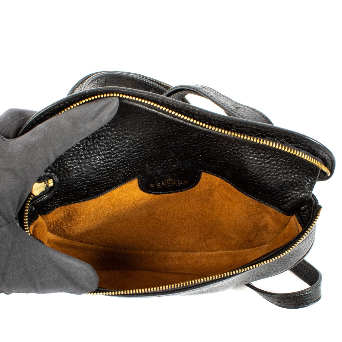 Sac bandoulière vintage en cuir noir Delvaux